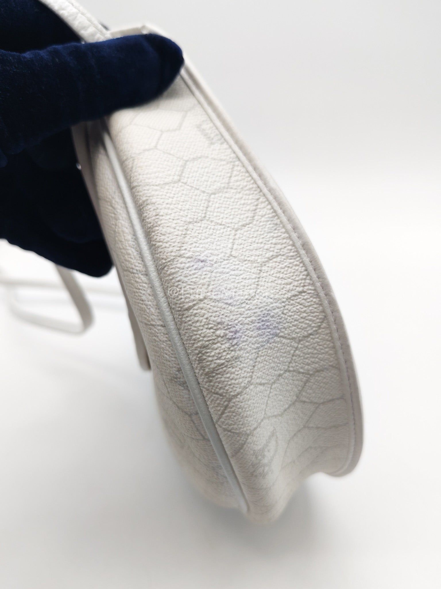 Christian Dior Vintage Honeycomb Canvas in White Shoulder Bag | Purse Maison Luxury Bags Shop