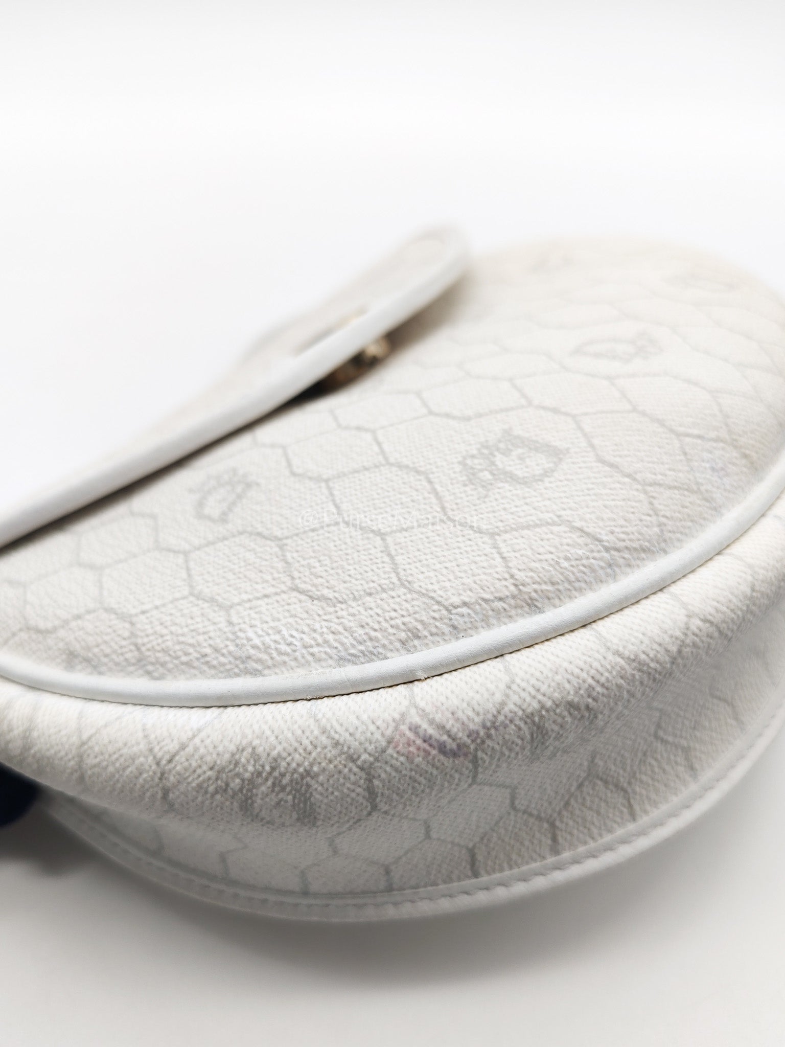 Christian Dior Vintage Honeycomb Canvas in White Shoulder Bag | Purse Maison Luxury Bags Shop