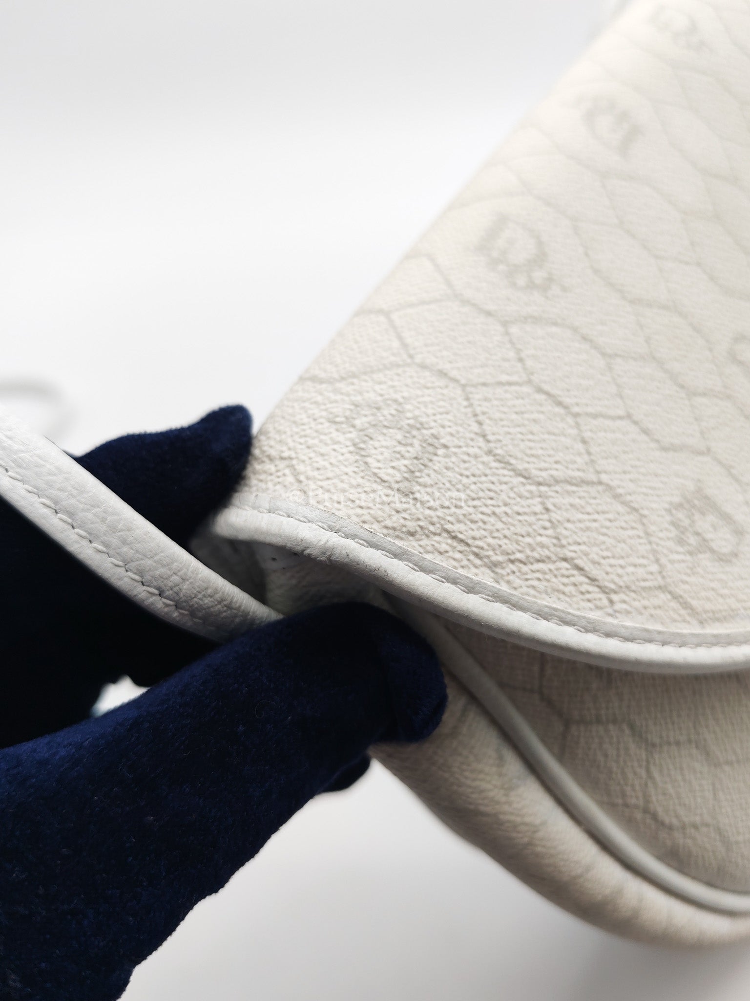 Christian Dior Vintage Honeycomb Canvas in White Shoulder Bag | Purse Maison Luxury Bags Shop