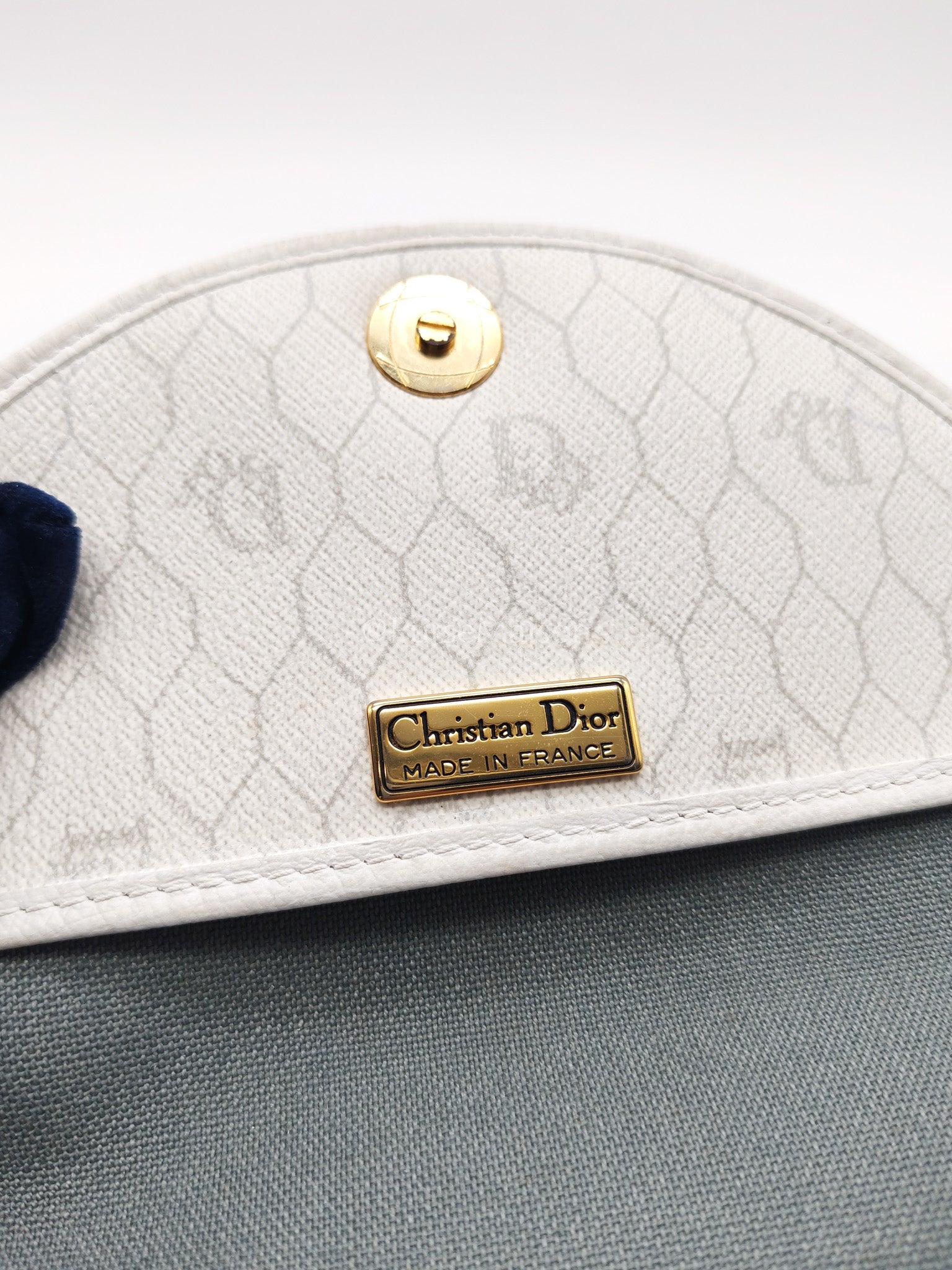 Christian Dior Vintage Honeycomb Canvas in White Shoulder Bag | Purse Maison Luxury Bags Shop