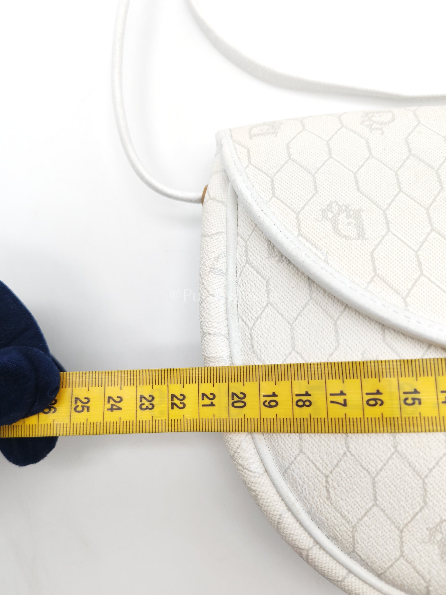 Christian Dior Vintage Honeycomb Canvas in White Shoulder Bag | Purse Maison Luxury Bags Shop