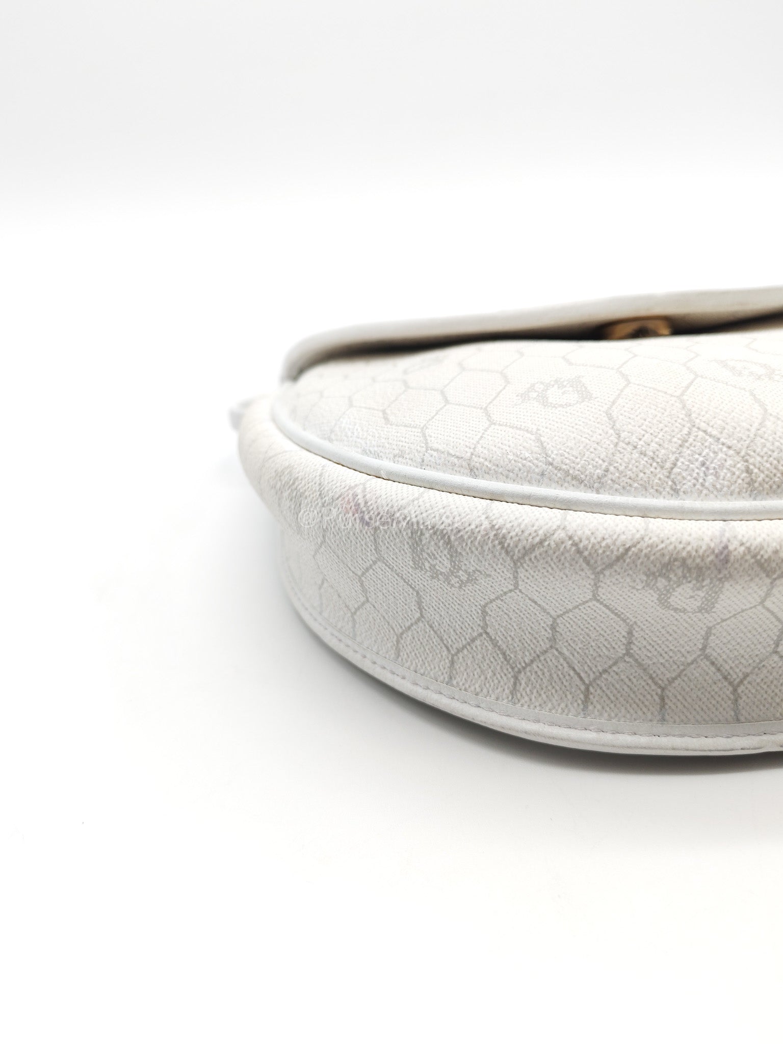 Christian Dior Vintage Honeycomb Canvas in White Shoulder Bag | Purse Maison Luxury Bags Shop