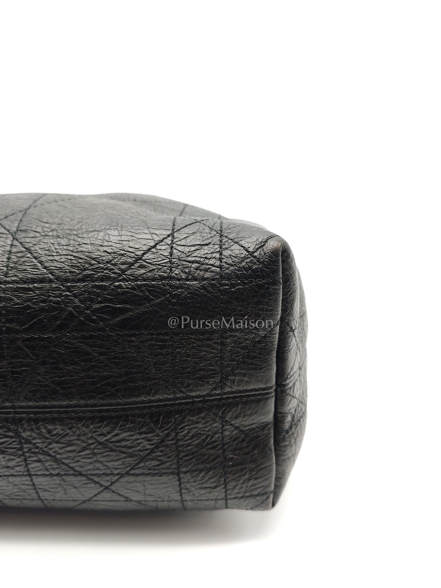 Christian Dior Voyage Bag in Black Crinkled Calfskin Leather Shoulder Bag | Purse Maison Luxury Bags Shop