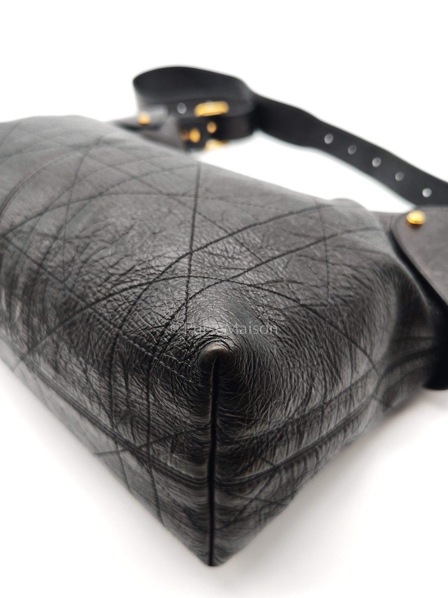 Christian Dior Voyage Bag in Black Crinkled Calfskin Leather Shoulder Bag | Purse Maison Luxury Bags Shop