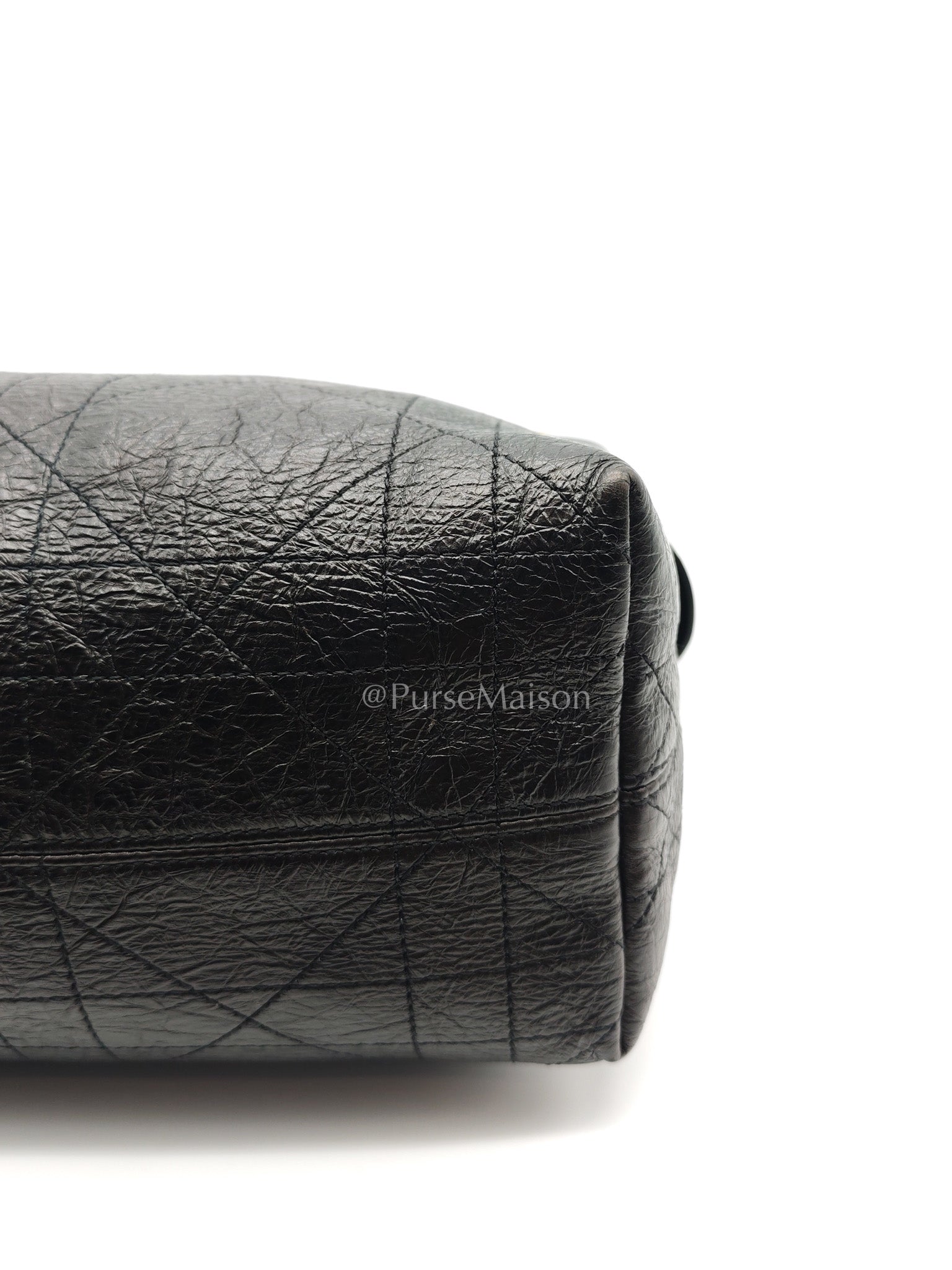 Christian Dior Voyage Bag in Black Crinkled Calfskin Leather Shoulder Bag | Purse Maison Luxury Bags Shop