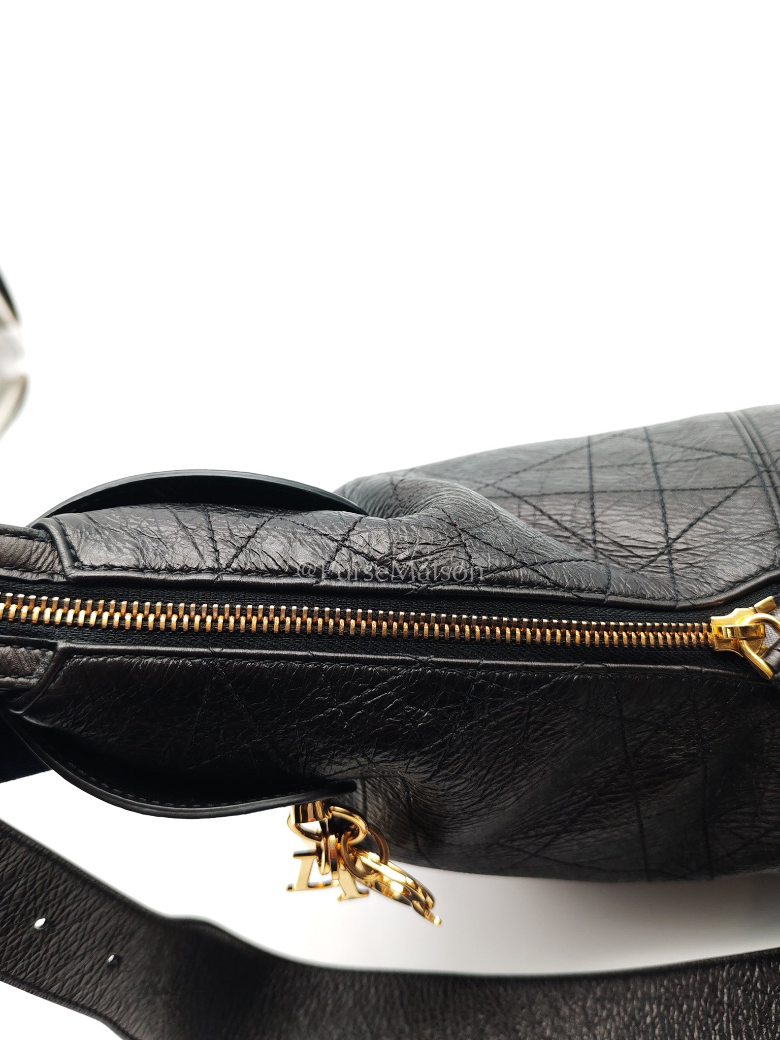 Christian Dior Voyage Bag in Black Crinkled Calfskin Leather Shoulder Bag | Purse Maison Luxury Bags Shop