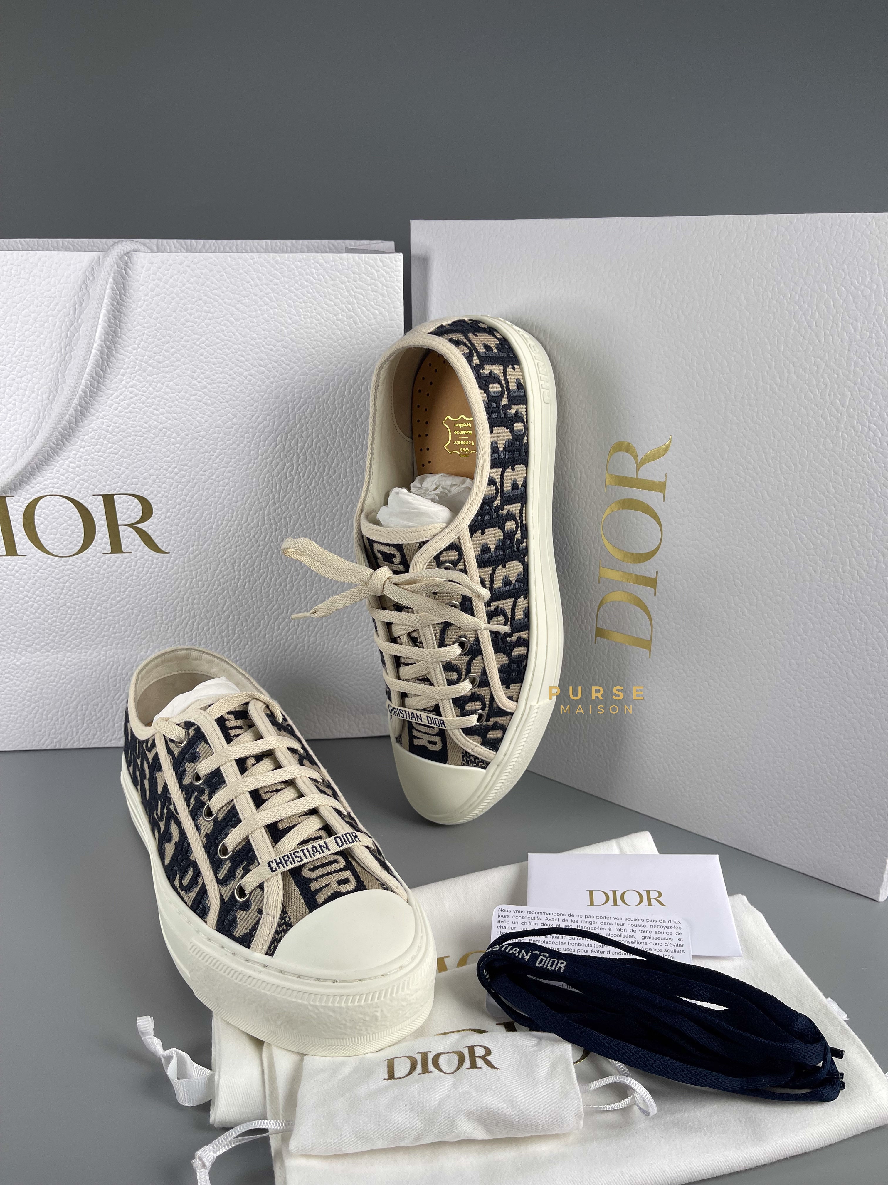 Christian Dior Walk 'n' Dior Cloth Trainer Navy Size 39 | Purse Maison Luxury Bags Shop