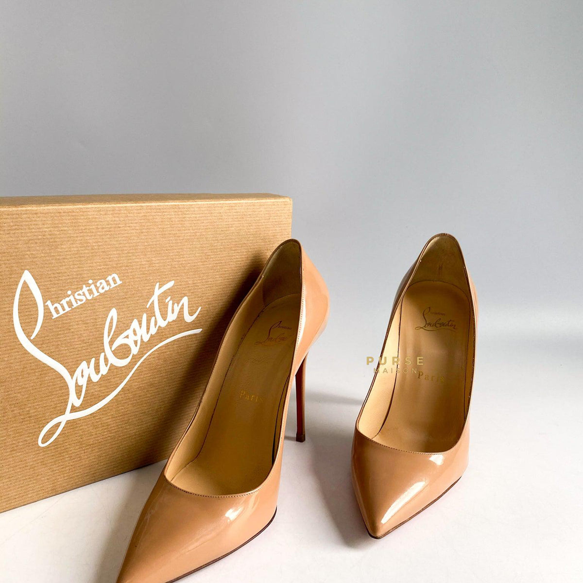 Christian Louboutin Decollete 554 100 Patent Nude Sandals