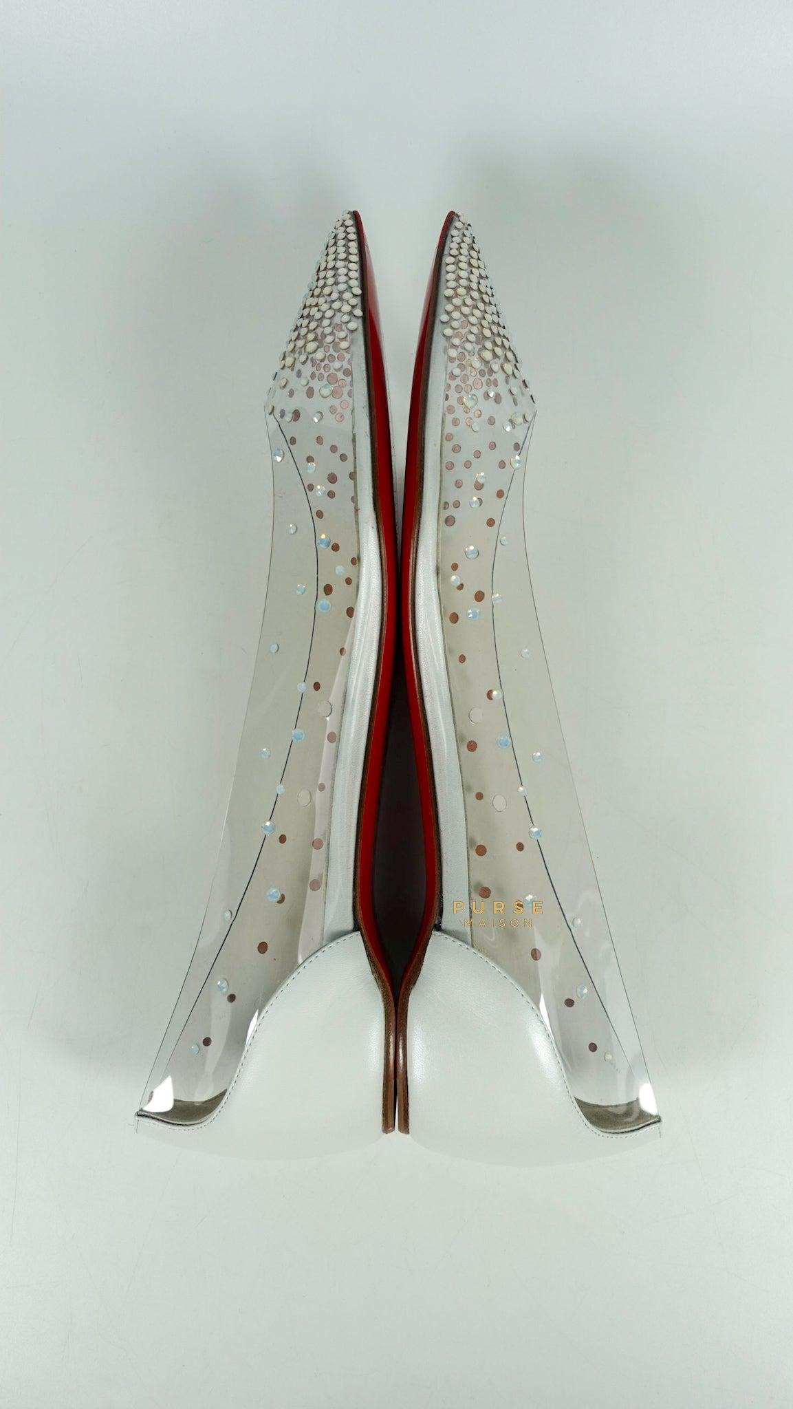 Christian Louboutin Degrastrass PVC Flat PVC Version Bianco (White) Shoes (Size 40.5 EUR, 27.5cm)