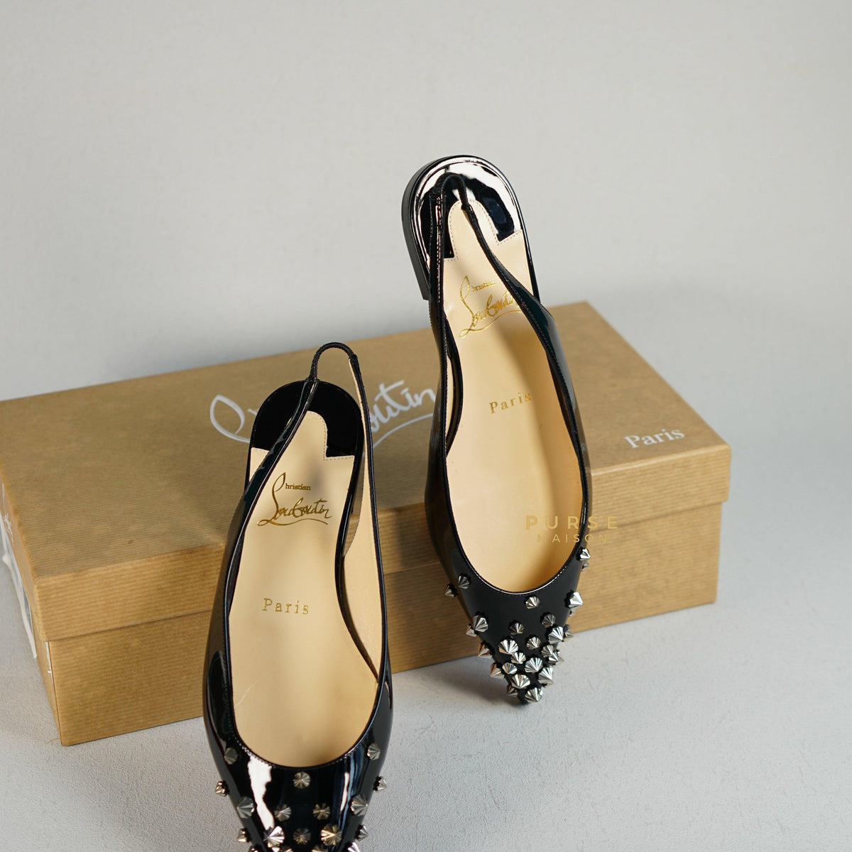 Christian Louboutin Drama Sling Flat Patent Black/Silver