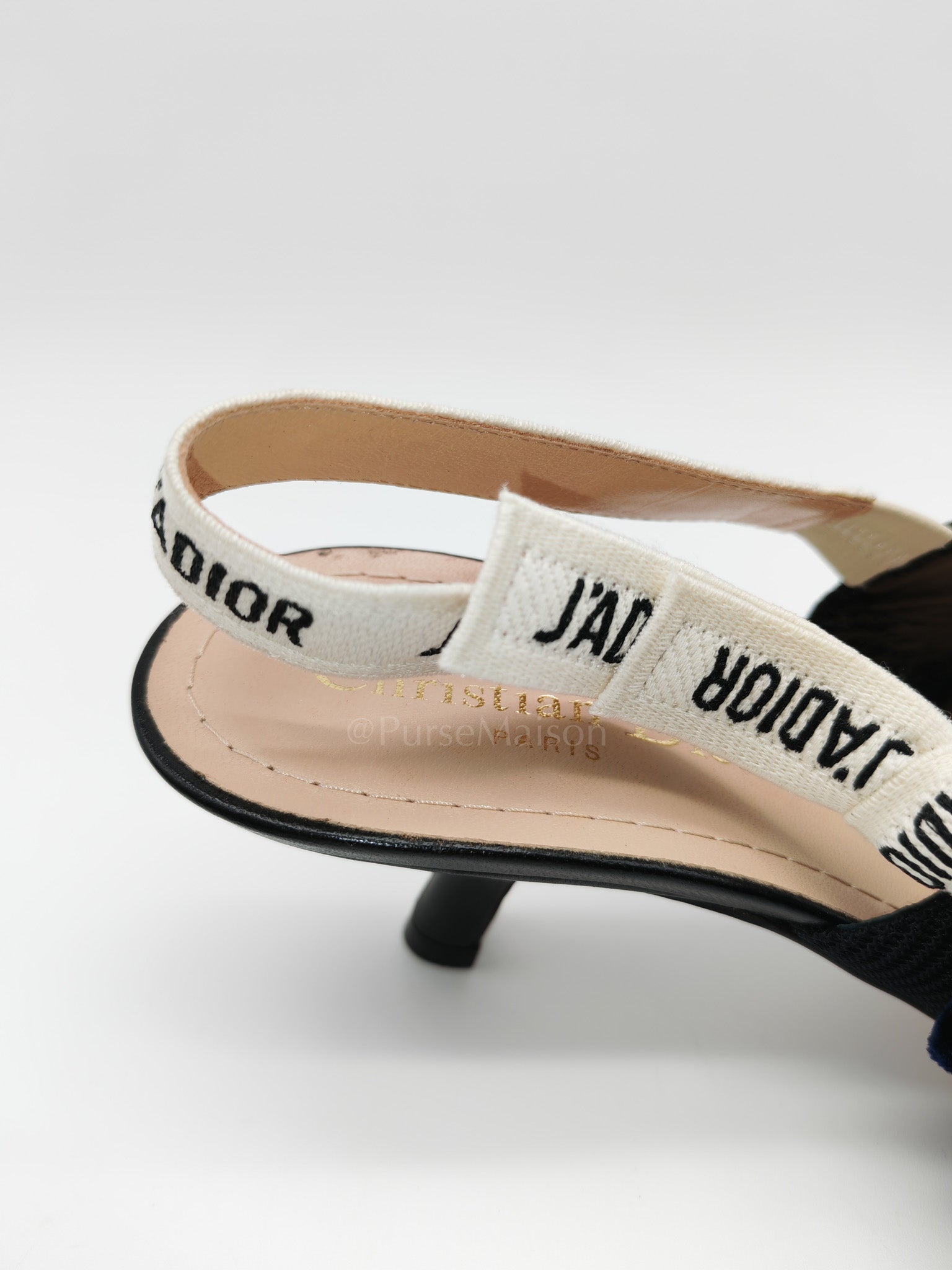 J'adior Slingback Pumps in Black Technical Fabric Size 37 EU (24cm)