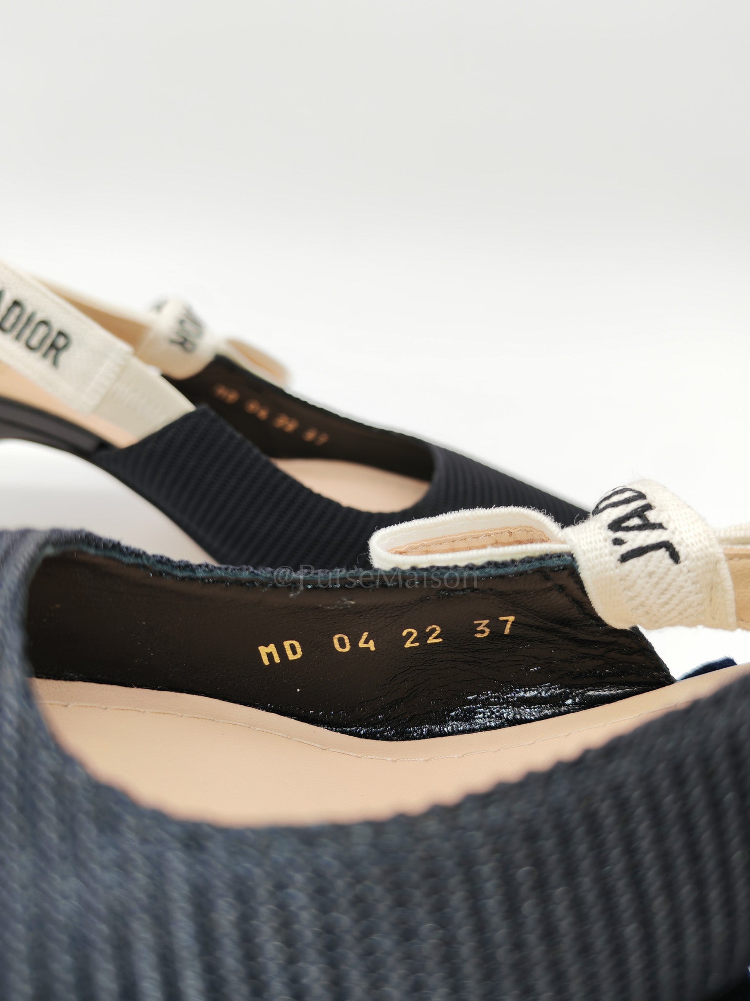 J'adior Slingback Pumps in Black Technical Fabric Size 37 EU (24cm)