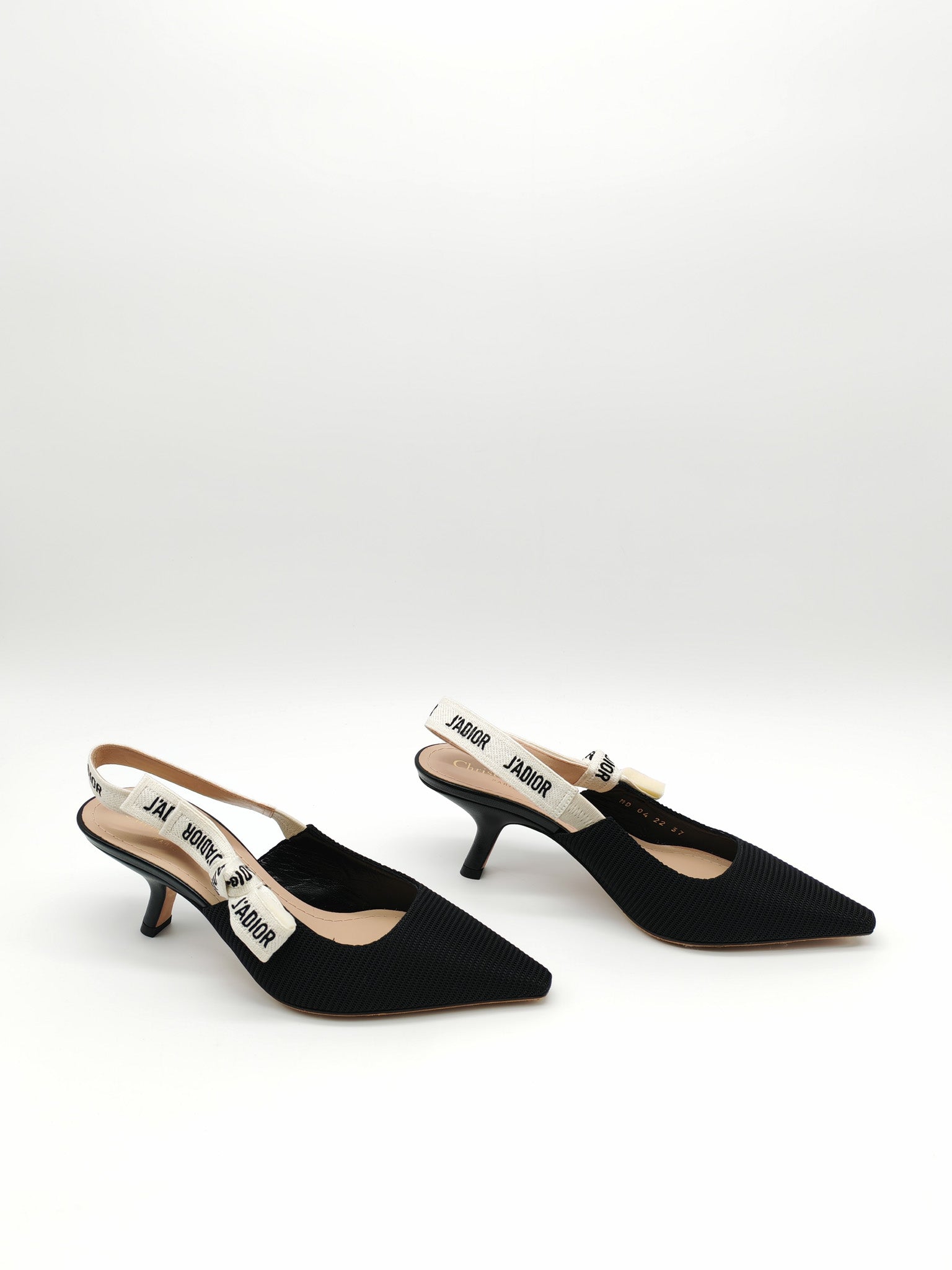J'adior Slingback Pumps in Black Technical Fabric Size 37 EU (24cm)