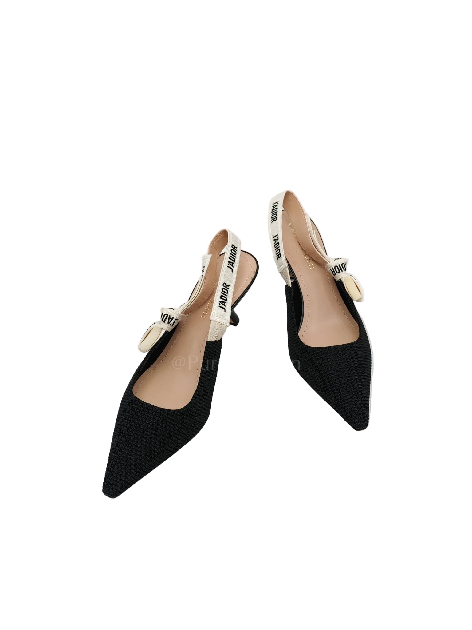 J'adior Slingback Pumps in Black Technical Fabric Size 37 EU (24cm)
