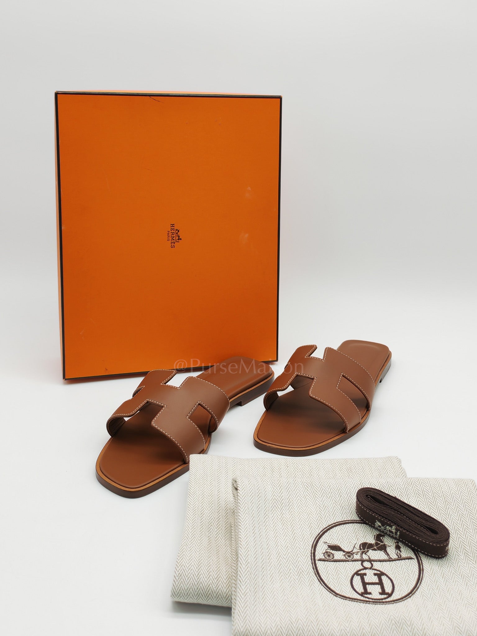 Oran Sandals in Gold Box Calfskin Leather Size 37 EU (23.5 cm)