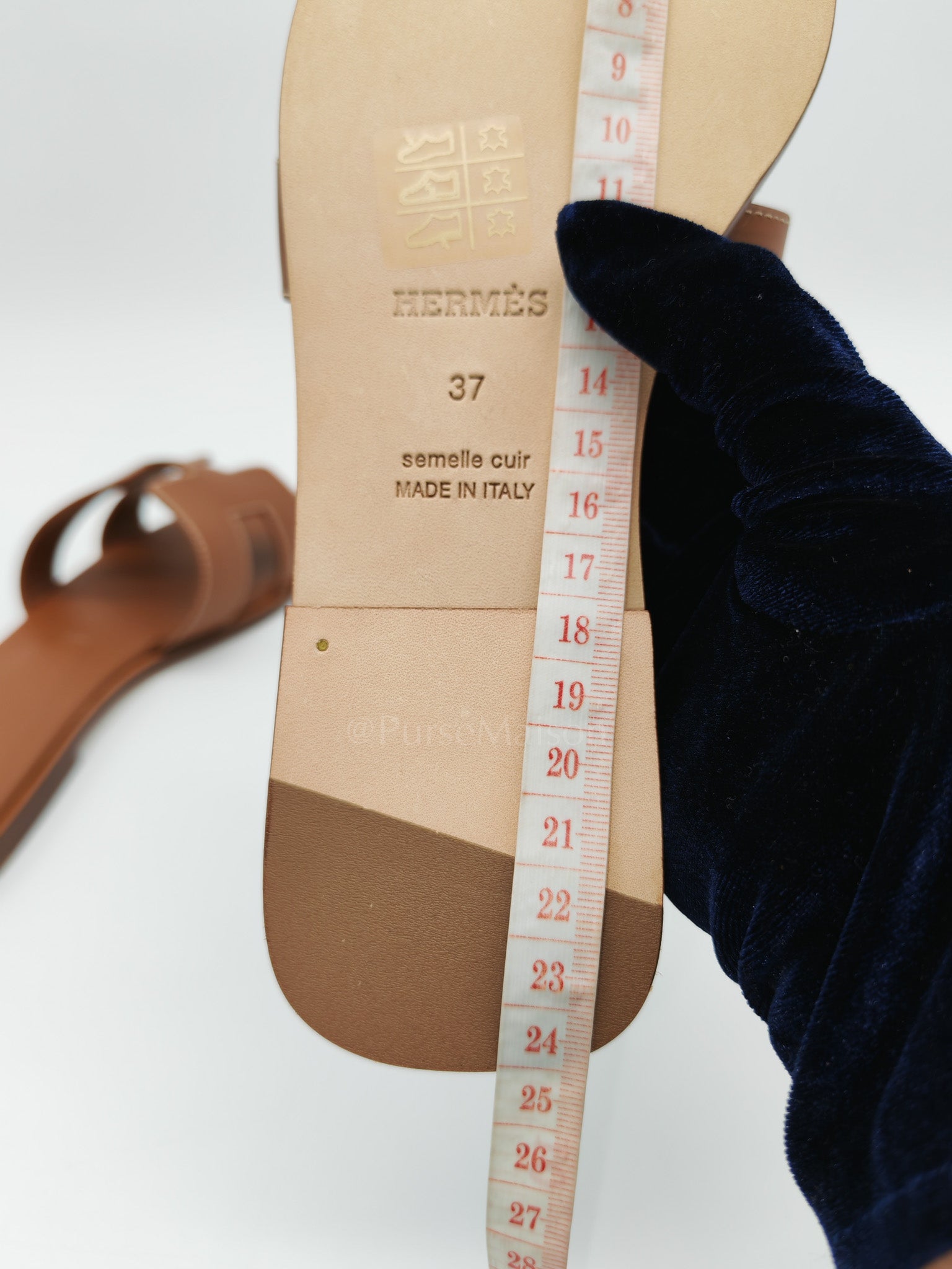 Oran Sandals in Gold Box Calfskin Leather Size 37 EU (23.5 cm)