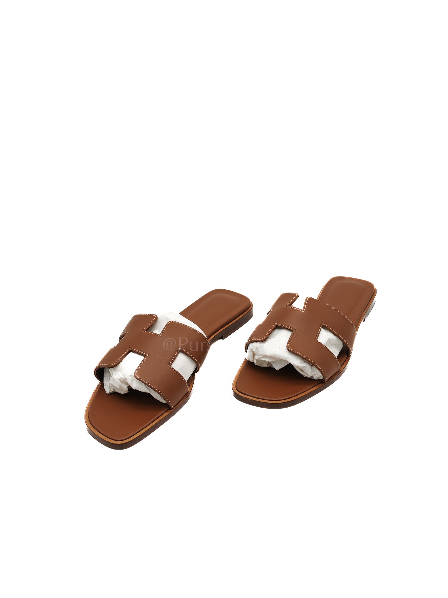 Oran Sandals in Gold Box Calfskin Leather Size 37 EU (23.5 cm)