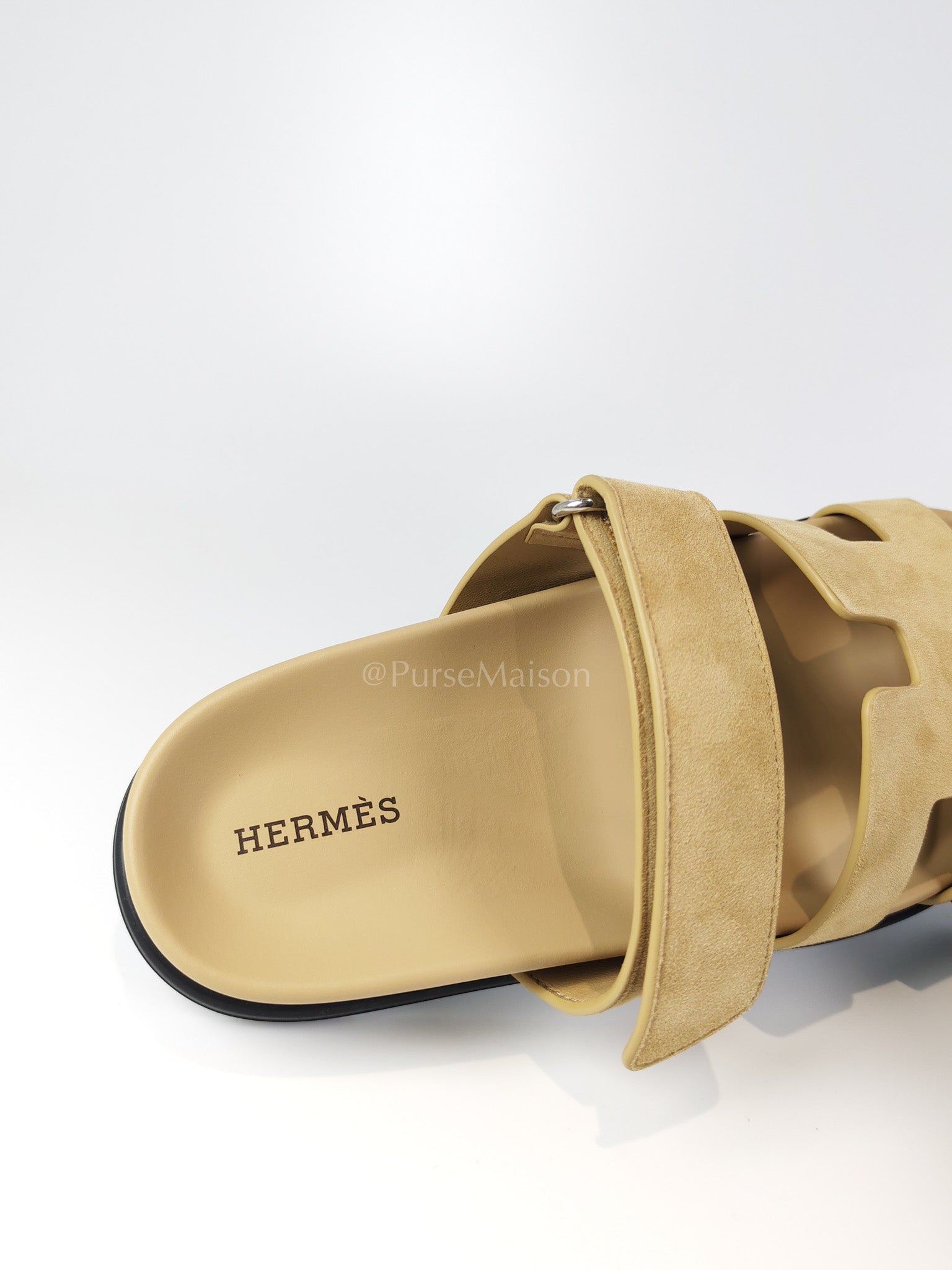 Chypre Beige Suede Leather Sandals Size 37 EU(24.5 cm) | Purse Maison Luxury Bags Shop