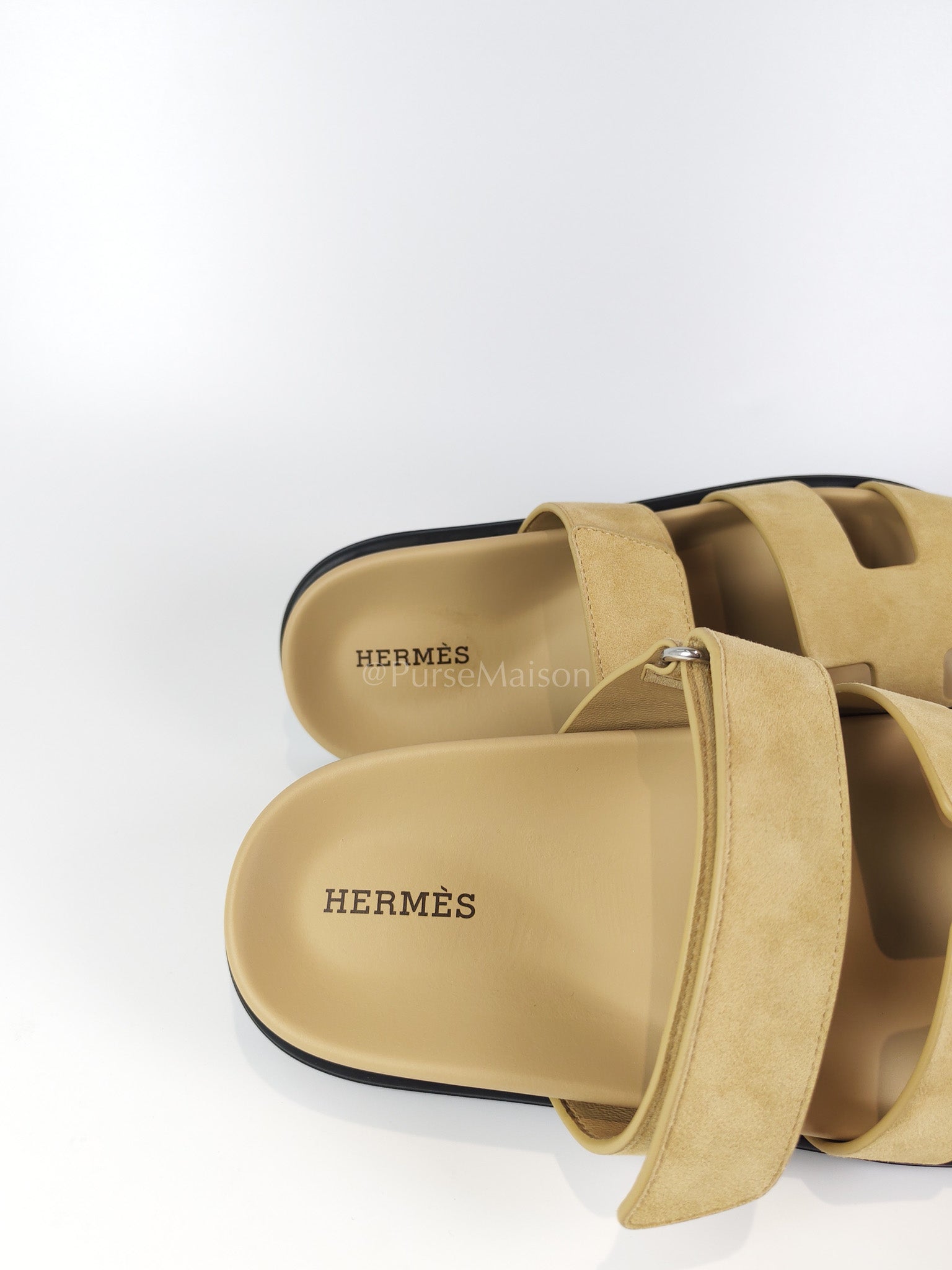 Chypre Beige Suede Leather Sandals Size 37 EU(24.5 cm) | Purse Maison Luxury Bags Shop