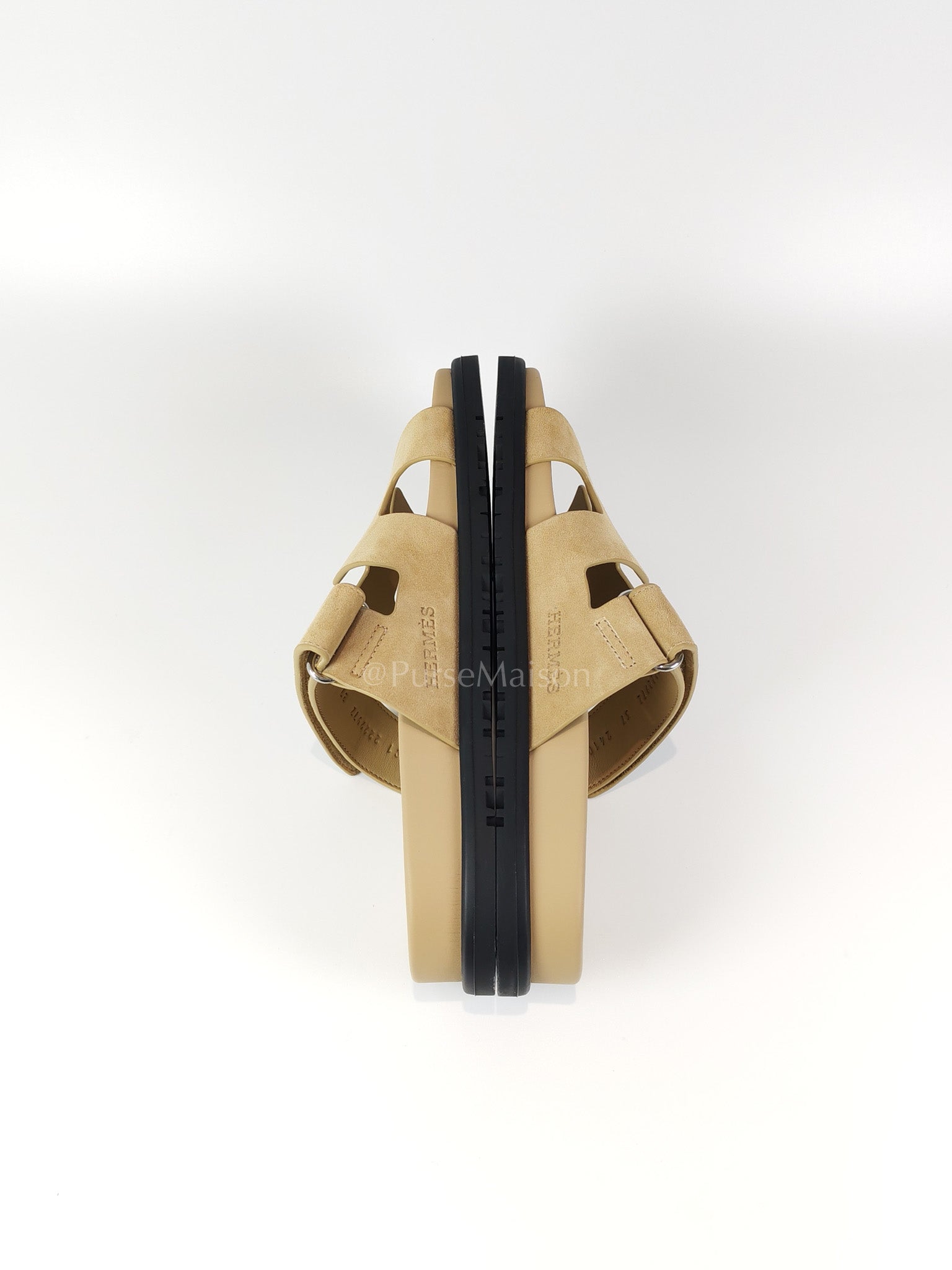 Chypre Beige Suede Leather Sandals Size 37 EU(24.5 cm) | Purse Maison Luxury Bags Shop