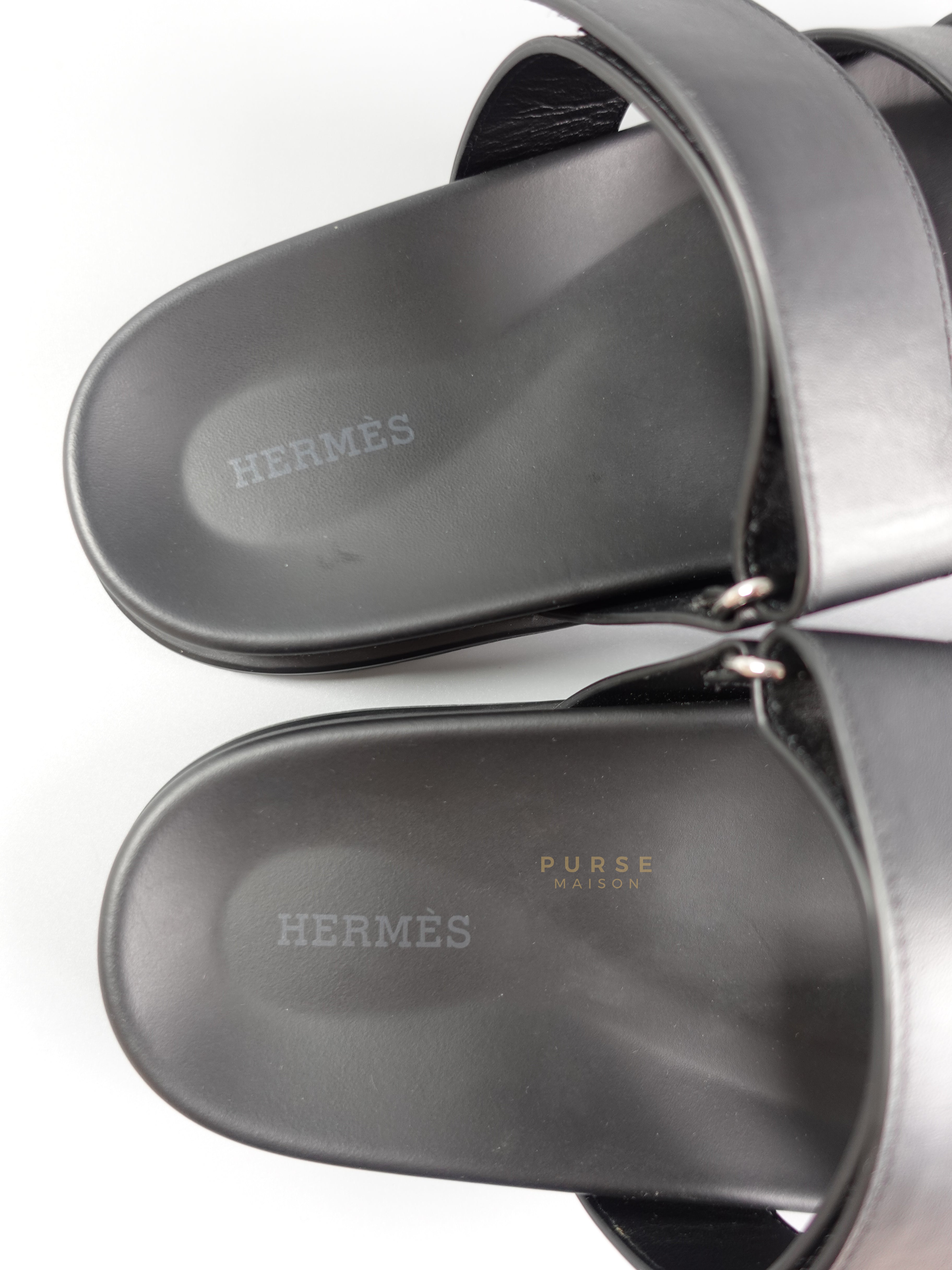 Chypre Black Calfskin Leather Techno Men’s Sandals Size 41 (27cm) | Purse Maison Luxury Bags Shop