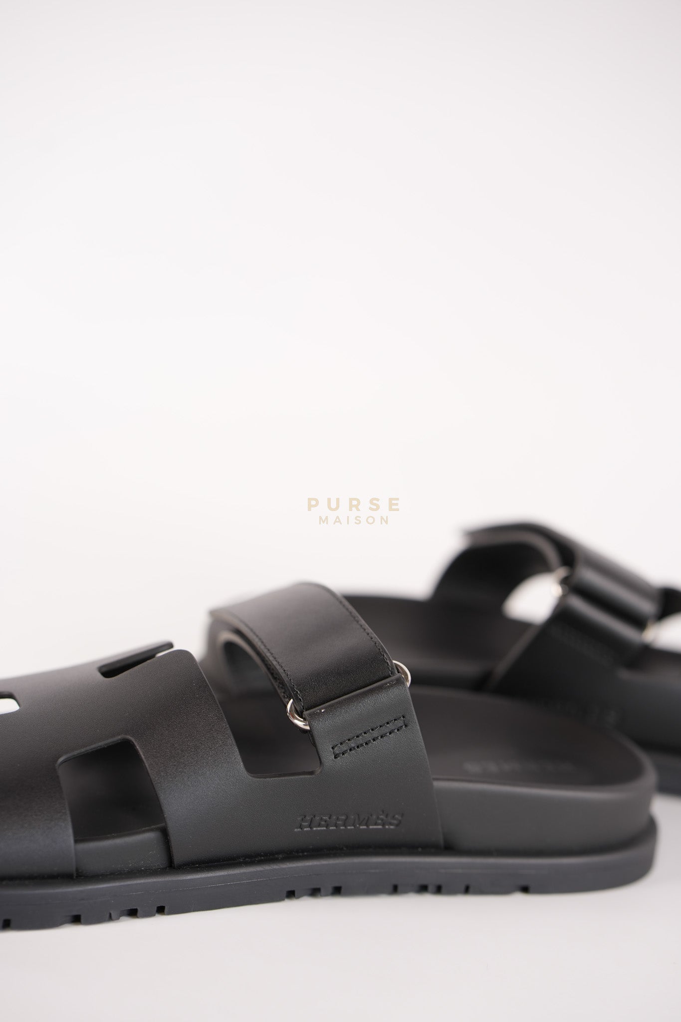 Chypre Black Sandals Size 38 EU (24cm) | Purse Maison Luxury Bags Shop