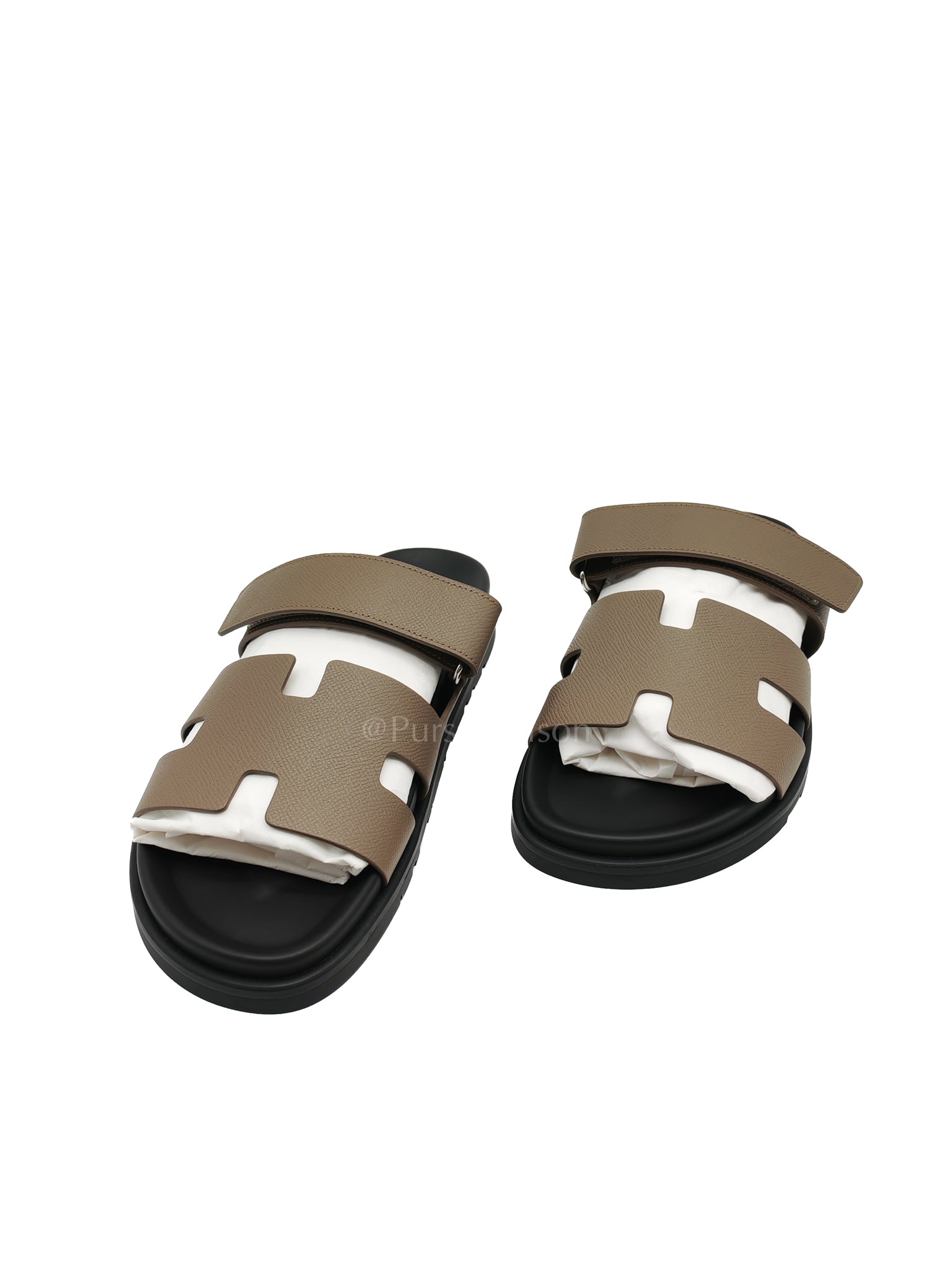 Chypre Etoupe in Epsom Leather Sandals Size 41 (EU) 26.5cm | Purse Maison Luxury Bags Shop