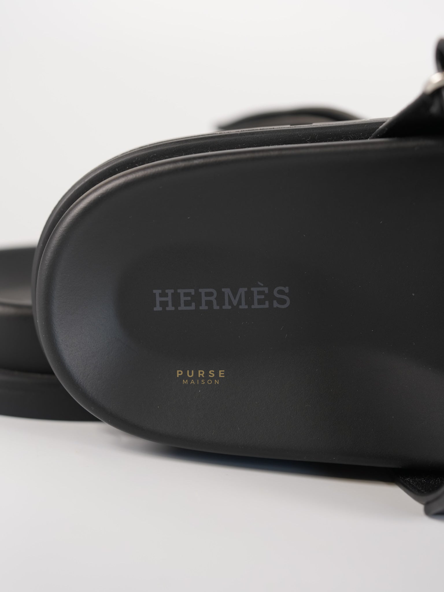 Chypre Sandals in Noir Epsom Leather, Size 9 EU (25 cm) | Purse Maison Luxury Bags Shop