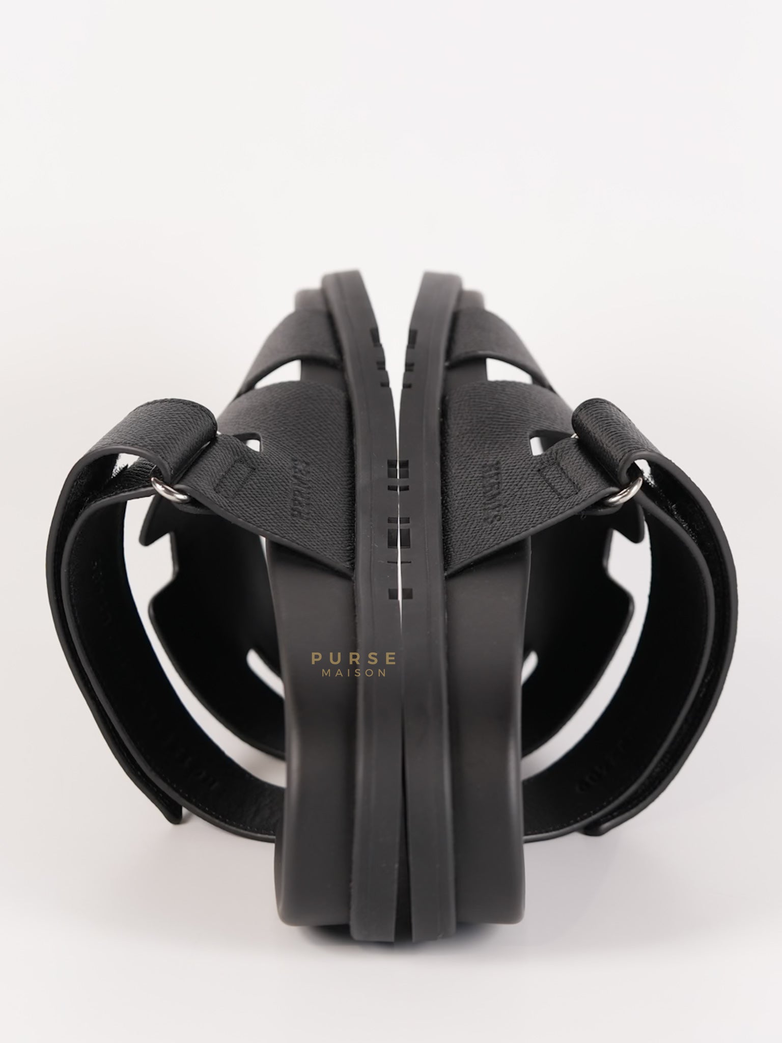 Chypre Sandals in Noir Epsom Leather, Size 9 EU (25 cm) | Purse Maison Luxury Bags Shop