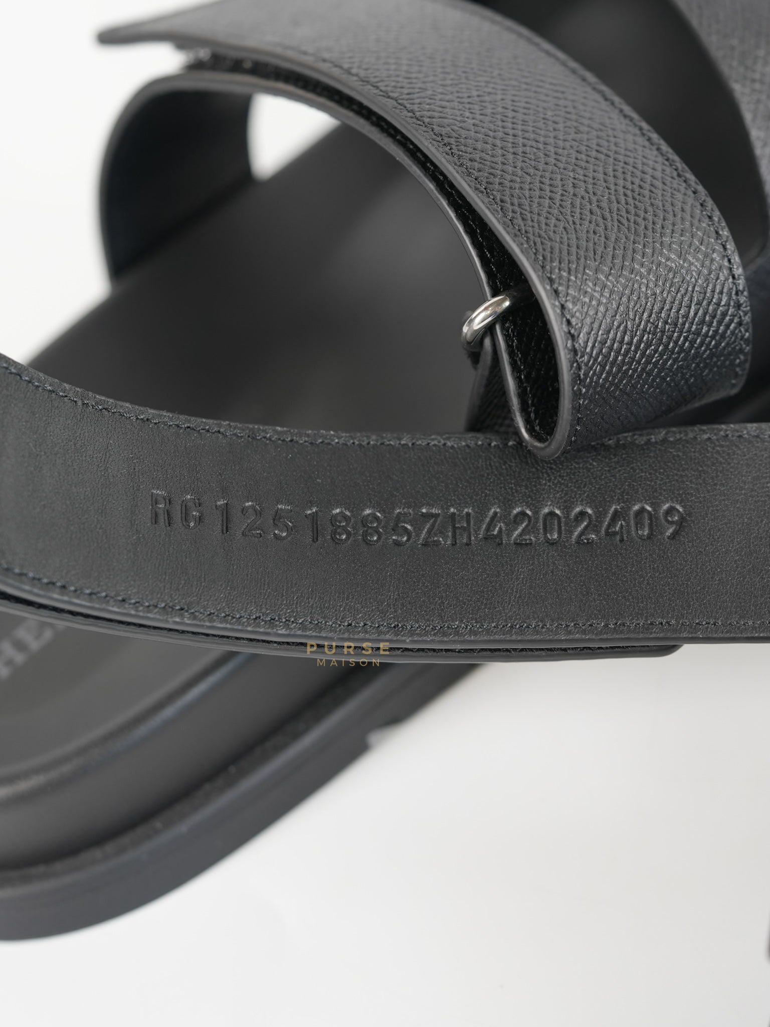 Chypre Sandals in Noir Epsom Leather, Size 9 EU (25 cm) | Purse Maison Luxury Bags Shop