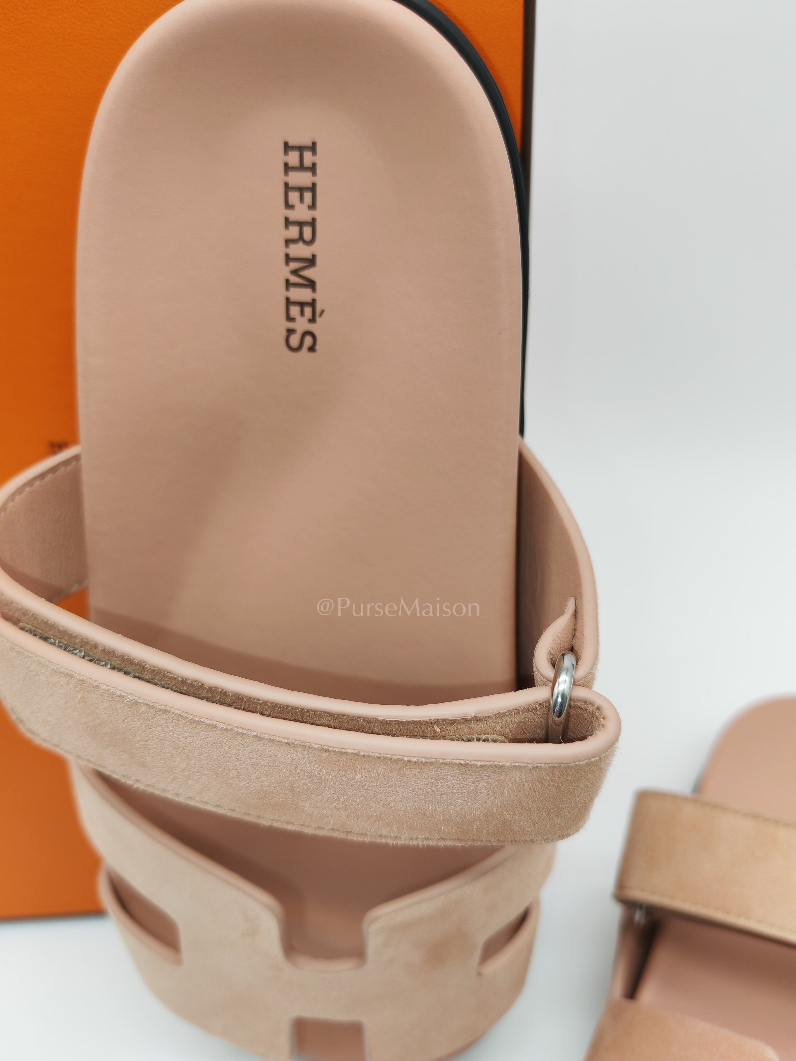 Chypre Sandals in Nude Rose Size 38 (24cm) | Purse Maison Luxury Bags Shop