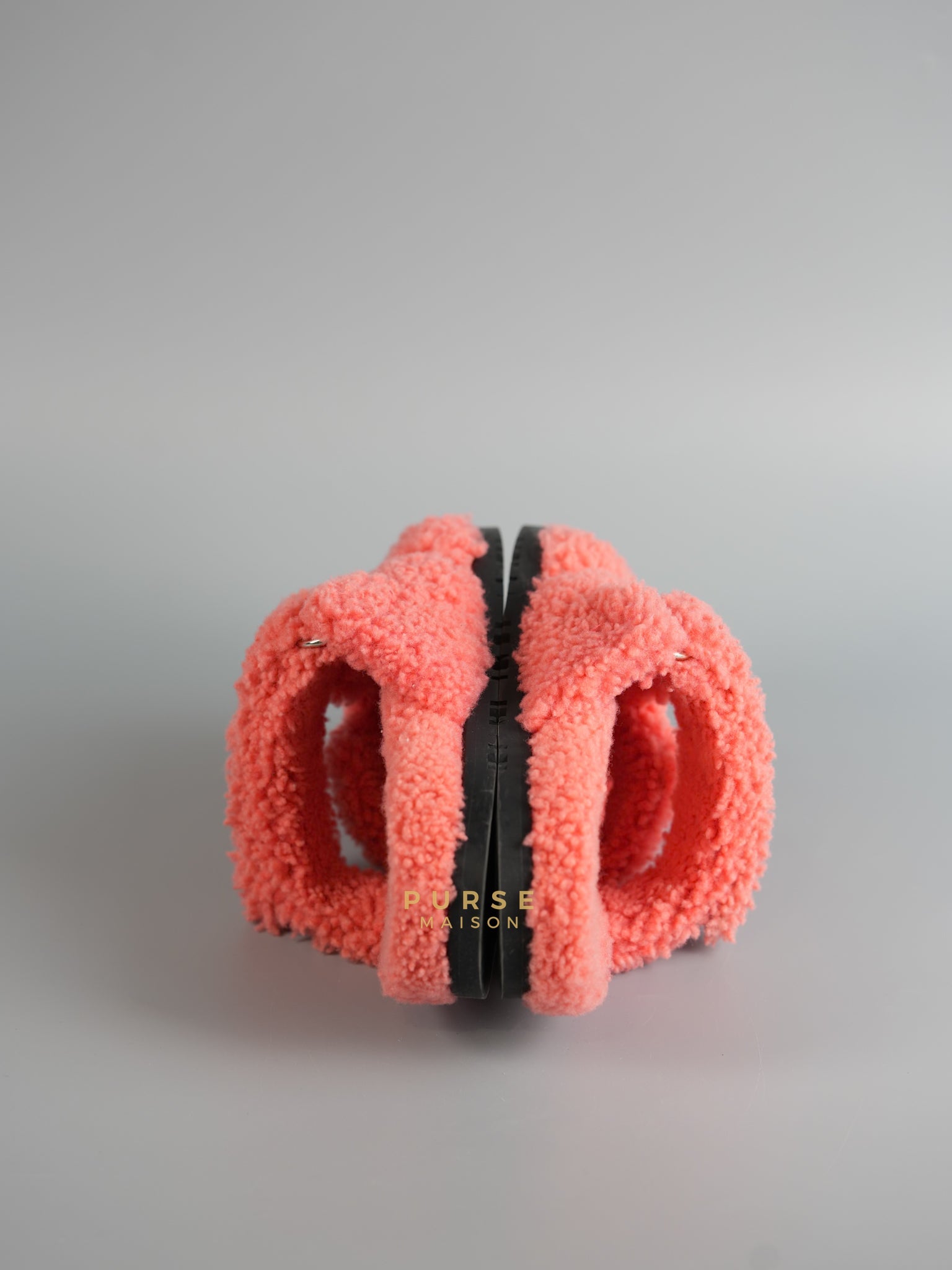 Chypre Shearling in Coral Pink Sandals Size 35.5 (24.5cm) | Purse Maison Luxury Bags Shop
