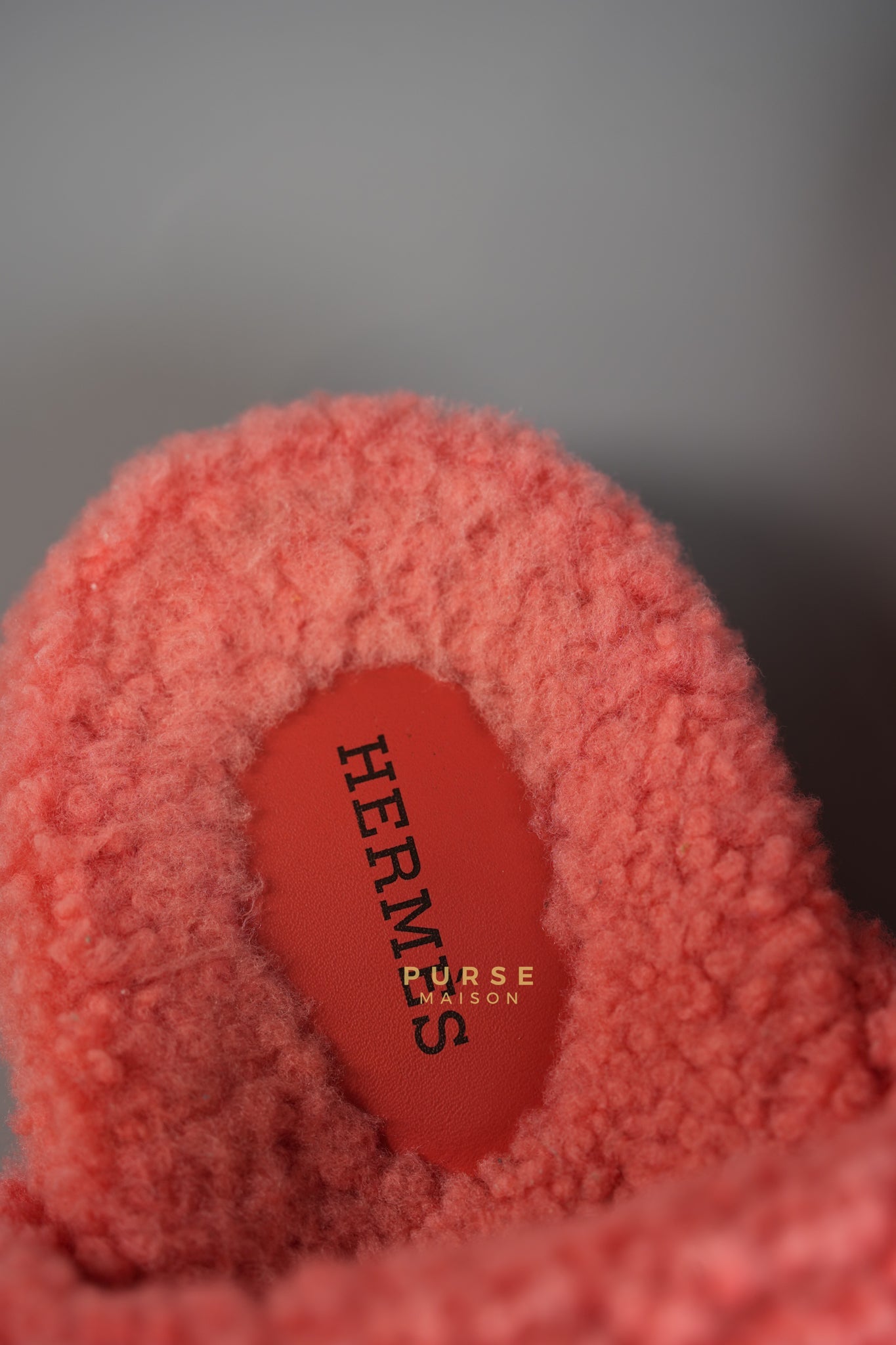 Chypre Shearling in Coral Pink Sandals Size 35.5 (24.5cm) | Purse Maison Luxury Bags Shop