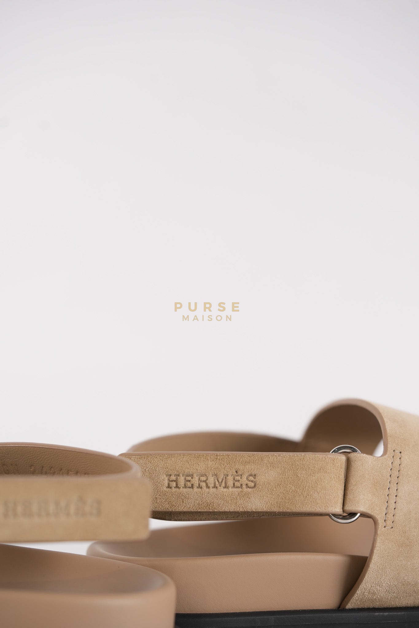 Chypre Slingback Beige Sable Suede Size 38 EU(24 cm) | Purse Maison Luxury Bags Shop