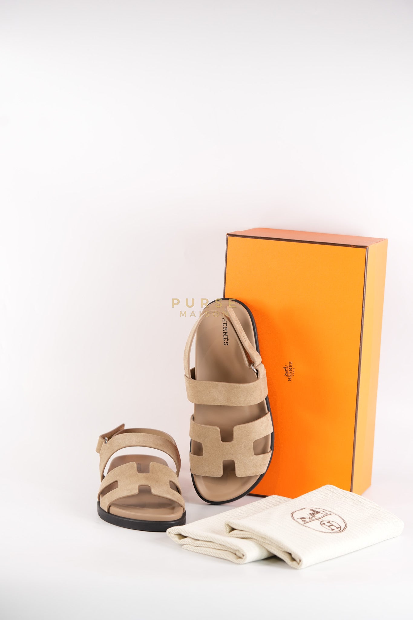 Chypre Slingback Beige Sable Suede Size 38 EU(24 cm) | Purse Maison Luxury Bags Shop