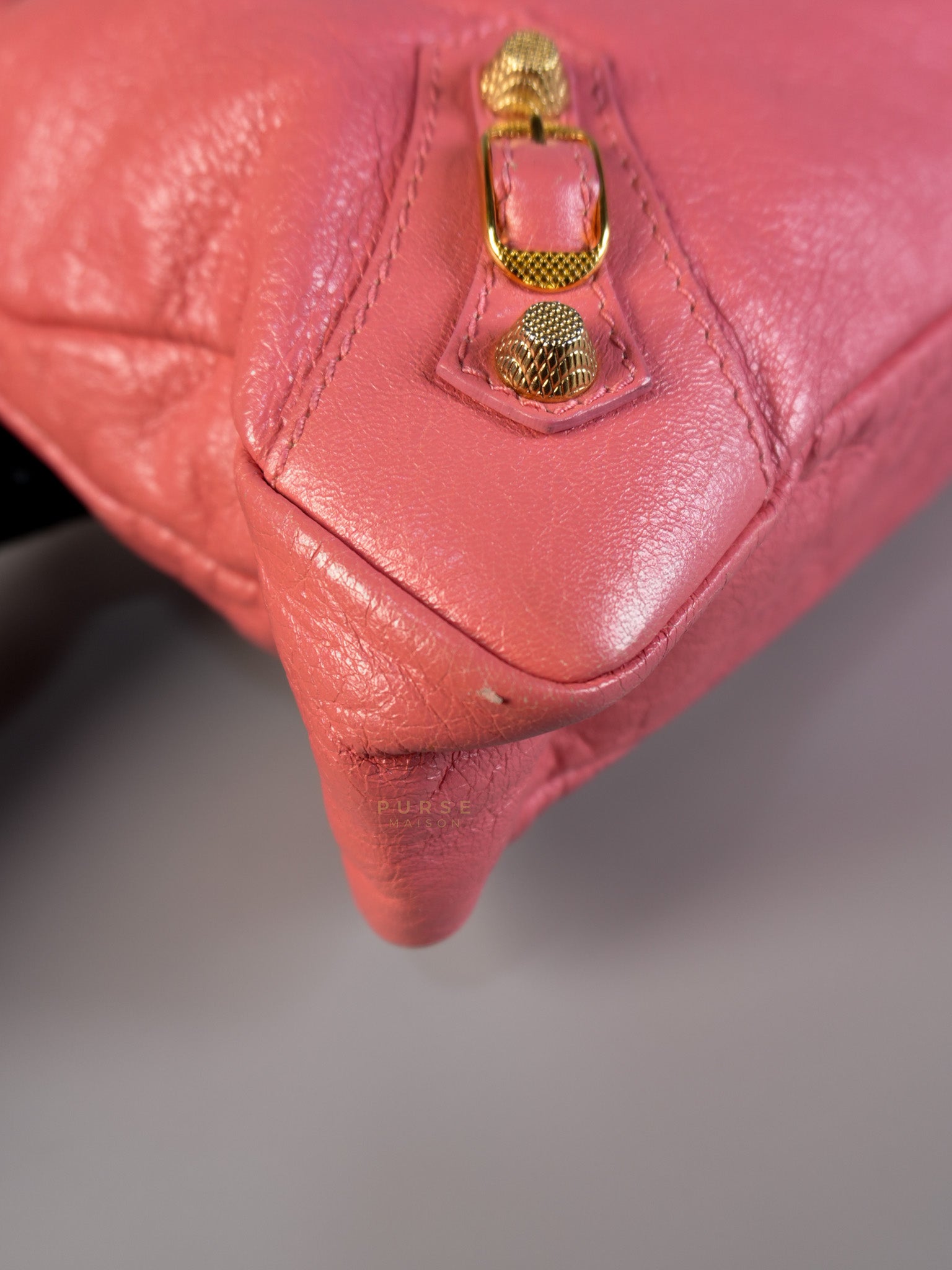 City Bag in Rose Hortensia Lambskin Leather Gold Hardware | Purse Maison Luxury Bags Shop