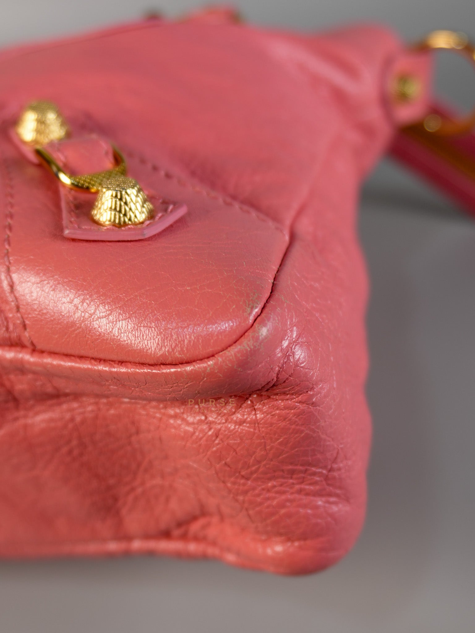 City Bag in Rose Hortensia Lambskin Leather Gold Hardware | Purse Maison Luxury Bags Shop
