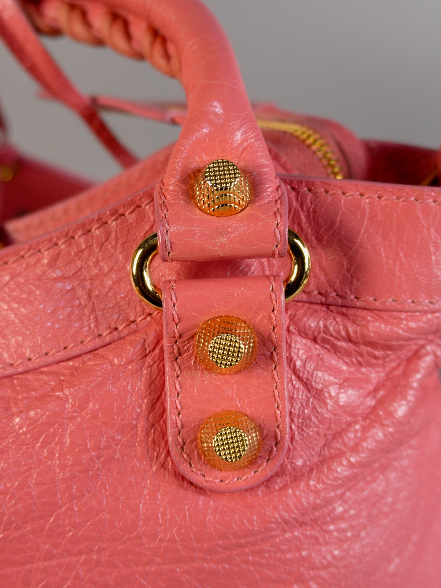 City Bag in Rose Hortensia Lambskin Leather Gold Hardware | Purse Maison Luxury Bags Shop