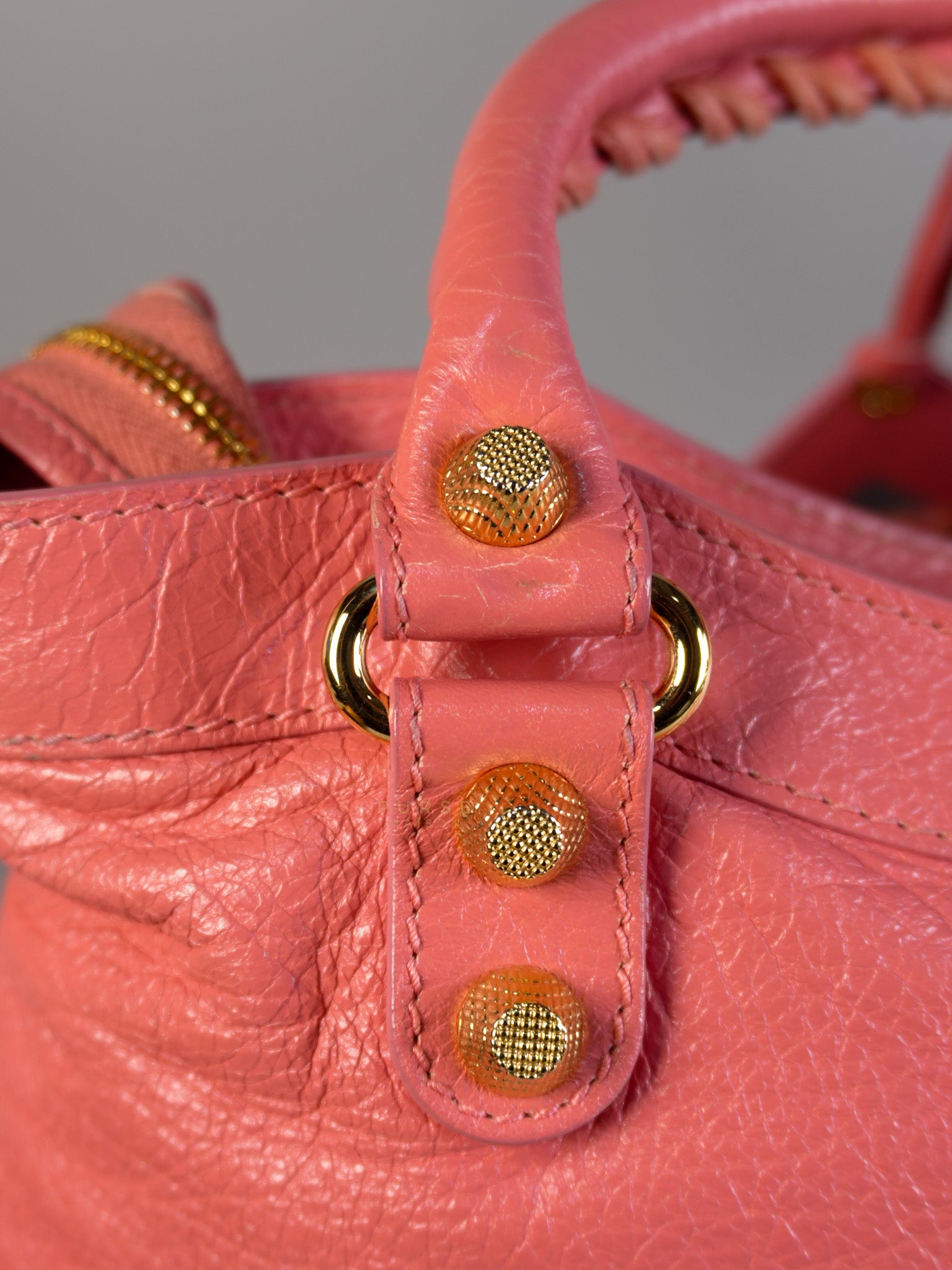 City Bag in Rose Hortensia Lambskin Leather Gold Hardware | Purse Maison Luxury Bags Shop