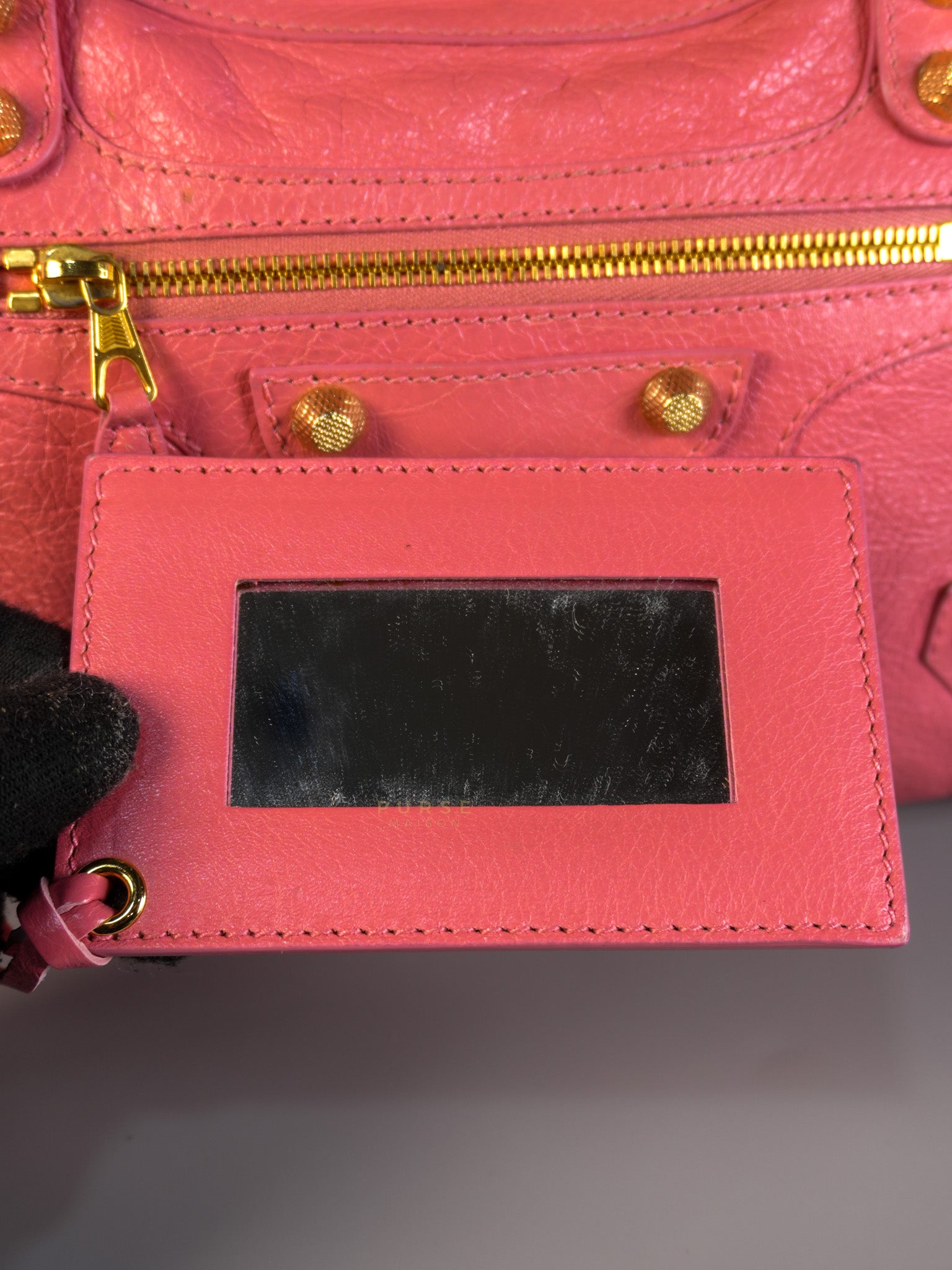 City Bag in Rose Hortensia Lambskin Leather Gold Hardware | Purse Maison Luxury Bags Shop