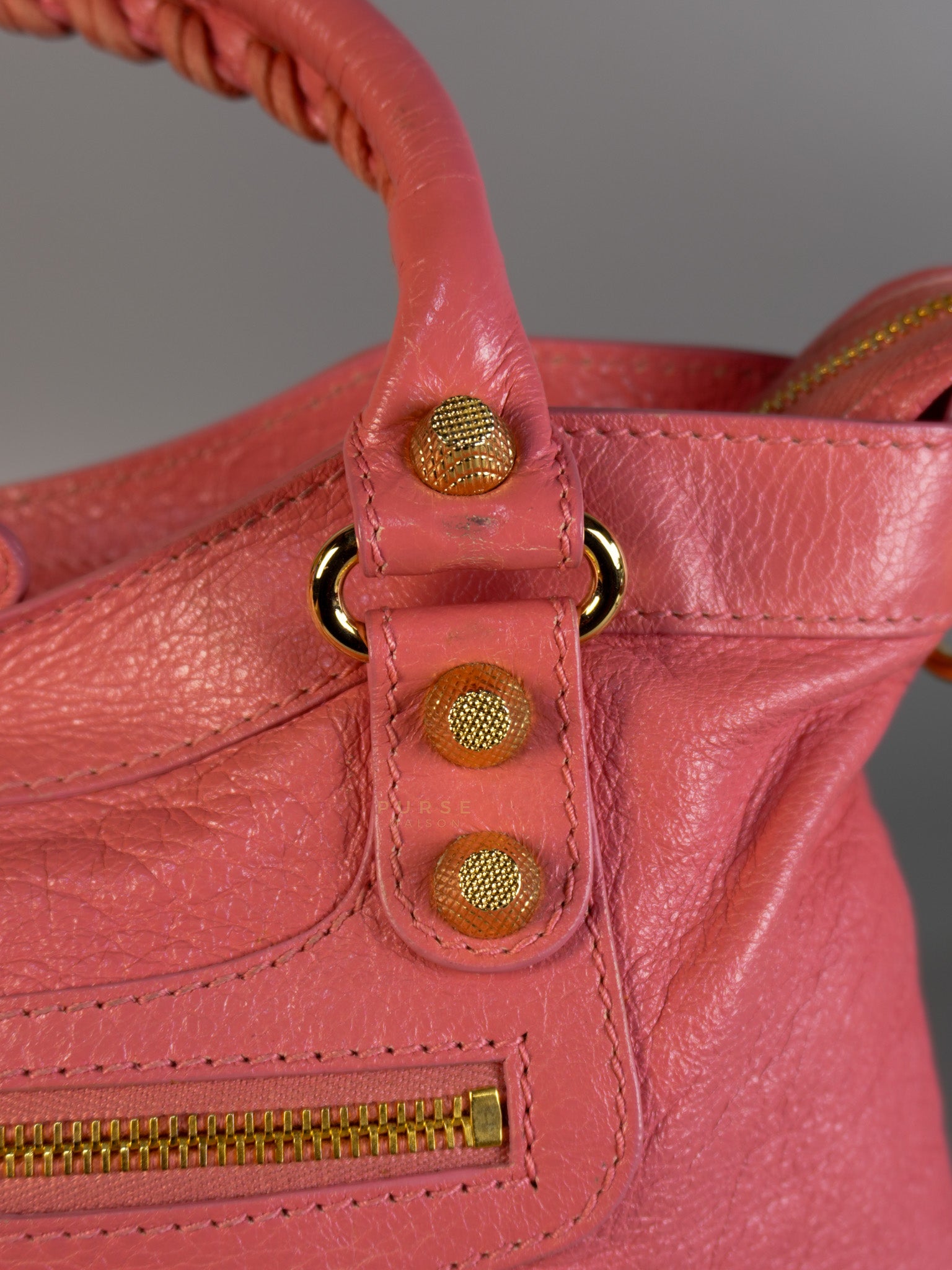 City Bag in Rose Hortensia Lambskin Leather Gold Hardware | Purse Maison Luxury Bags Shop