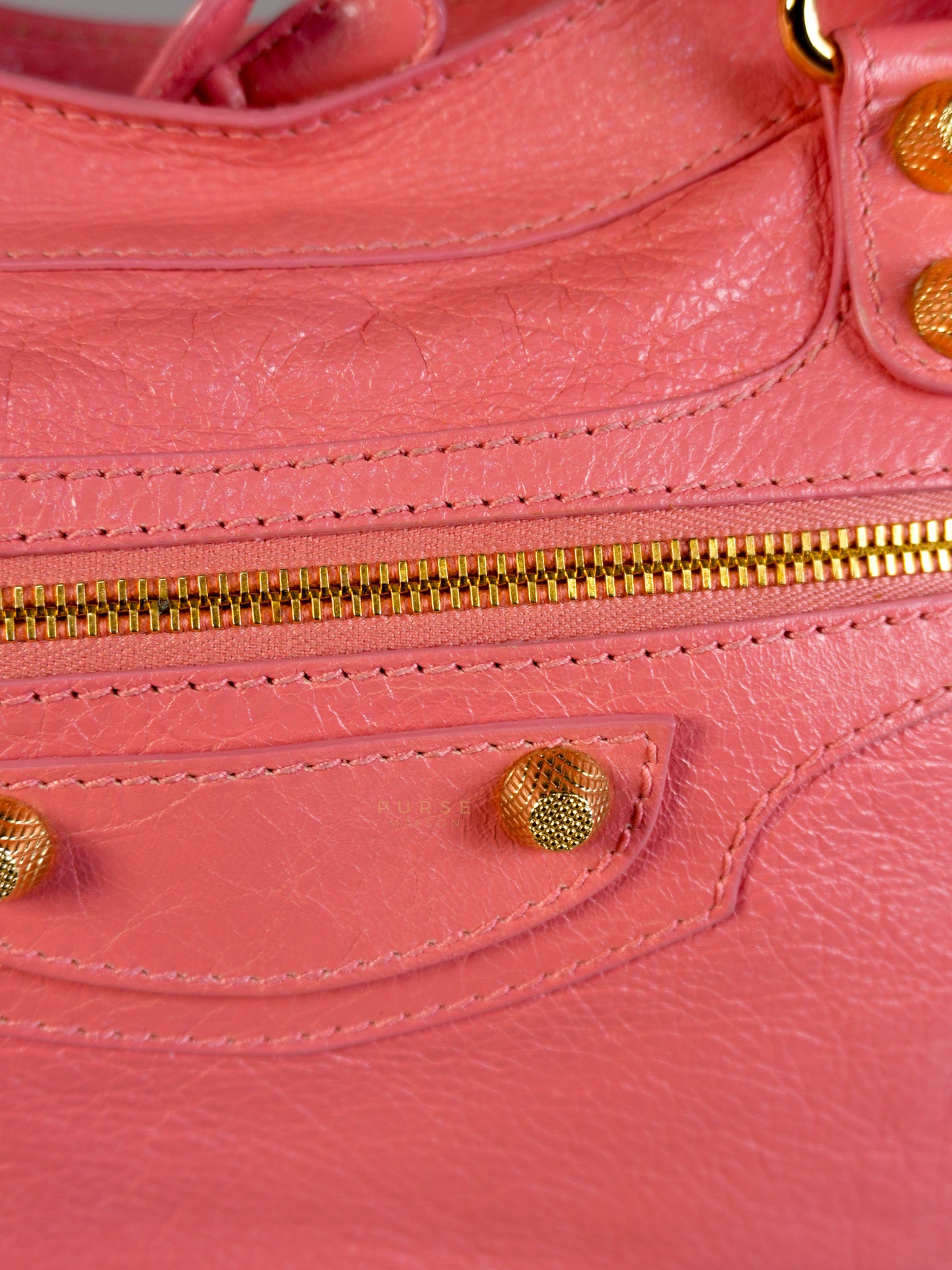 City Bag in Rose Hortensia Lambskin Leather Gold Hardware | Purse Maison Luxury Bags Shop