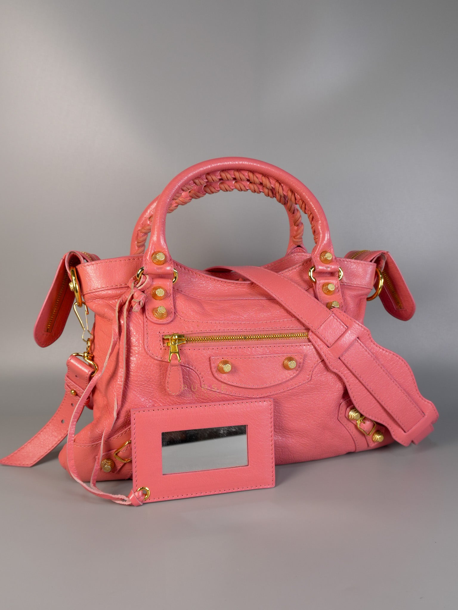 City Bag in Rose Hortensia Lambskin Leather Gold Hardware | Purse Maison Luxury Bags Shop