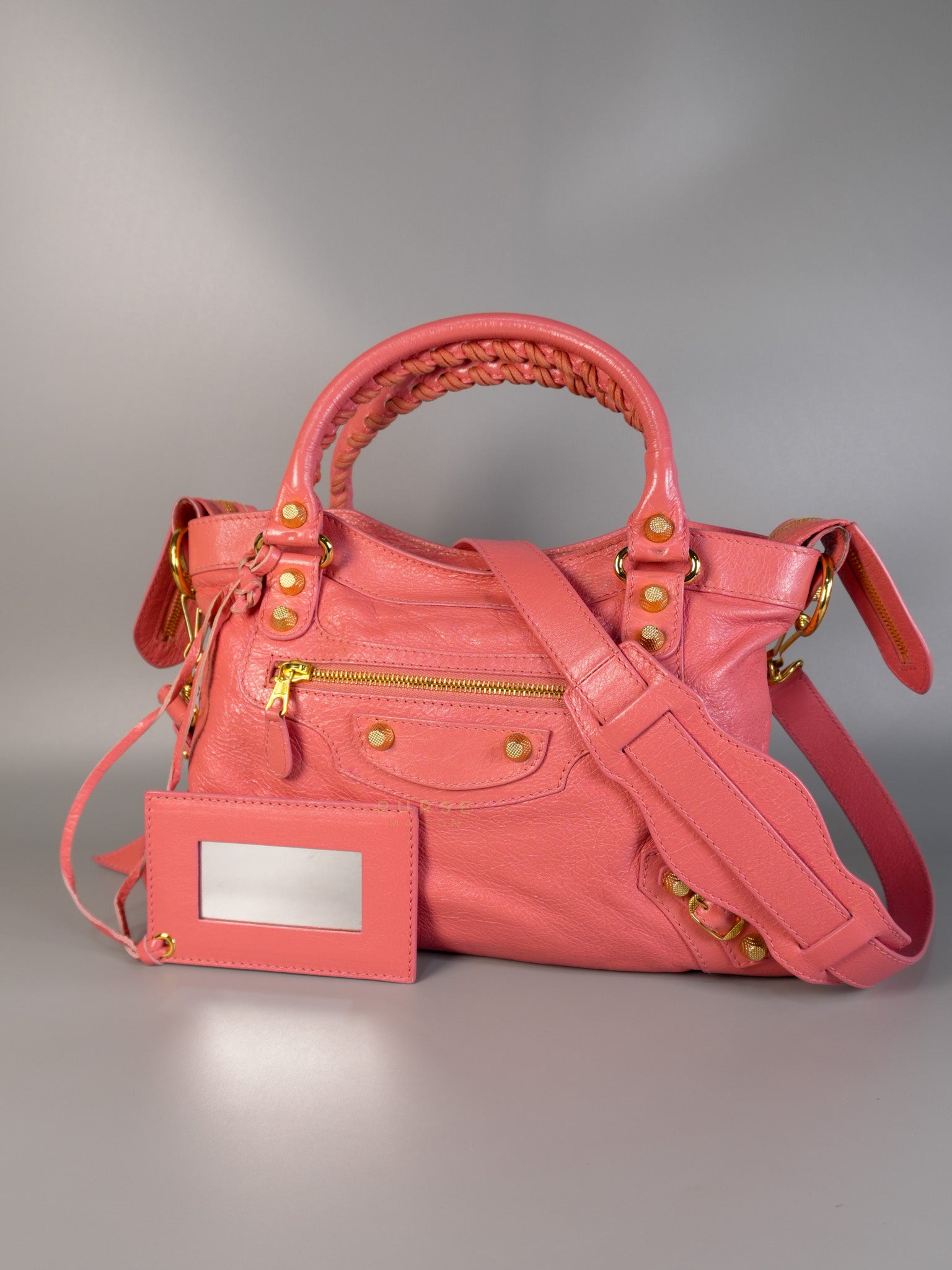 City Bag in Rose Hortensia Lambskin Leather Gold Hardware | Purse Maison Luxury Bags Shop