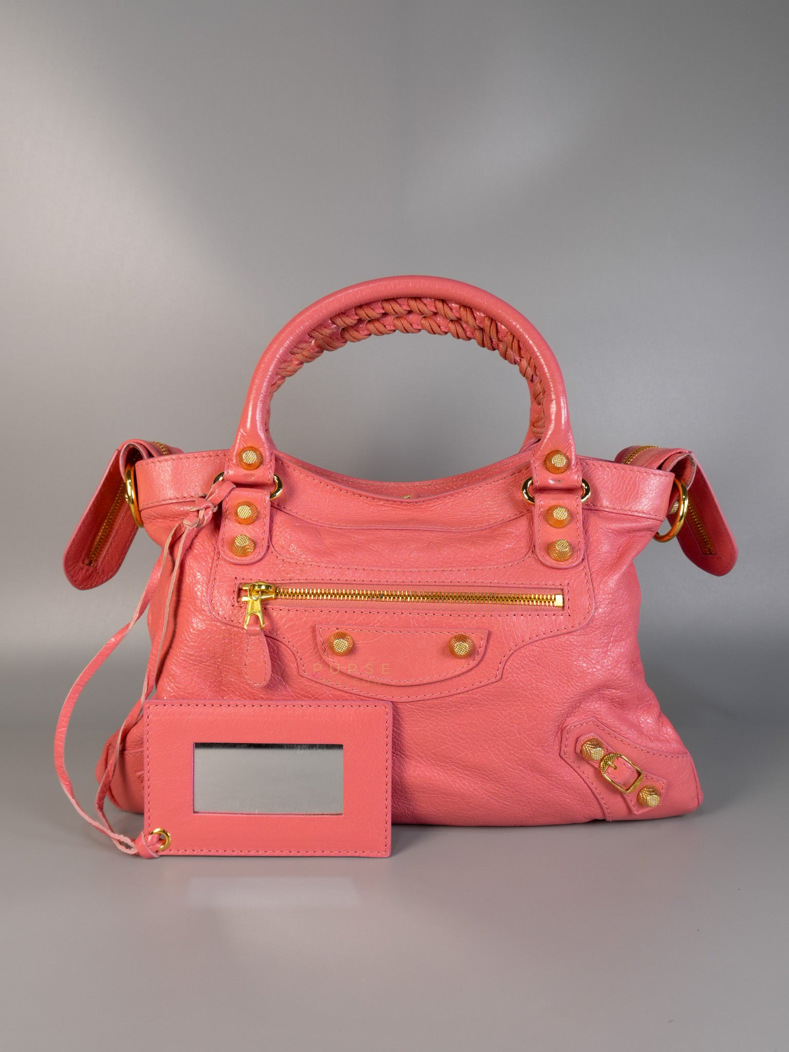 City Bag in Rose Hortensia Lambskin Leather Gold Hardware | Purse Maison Luxury Bags Shop