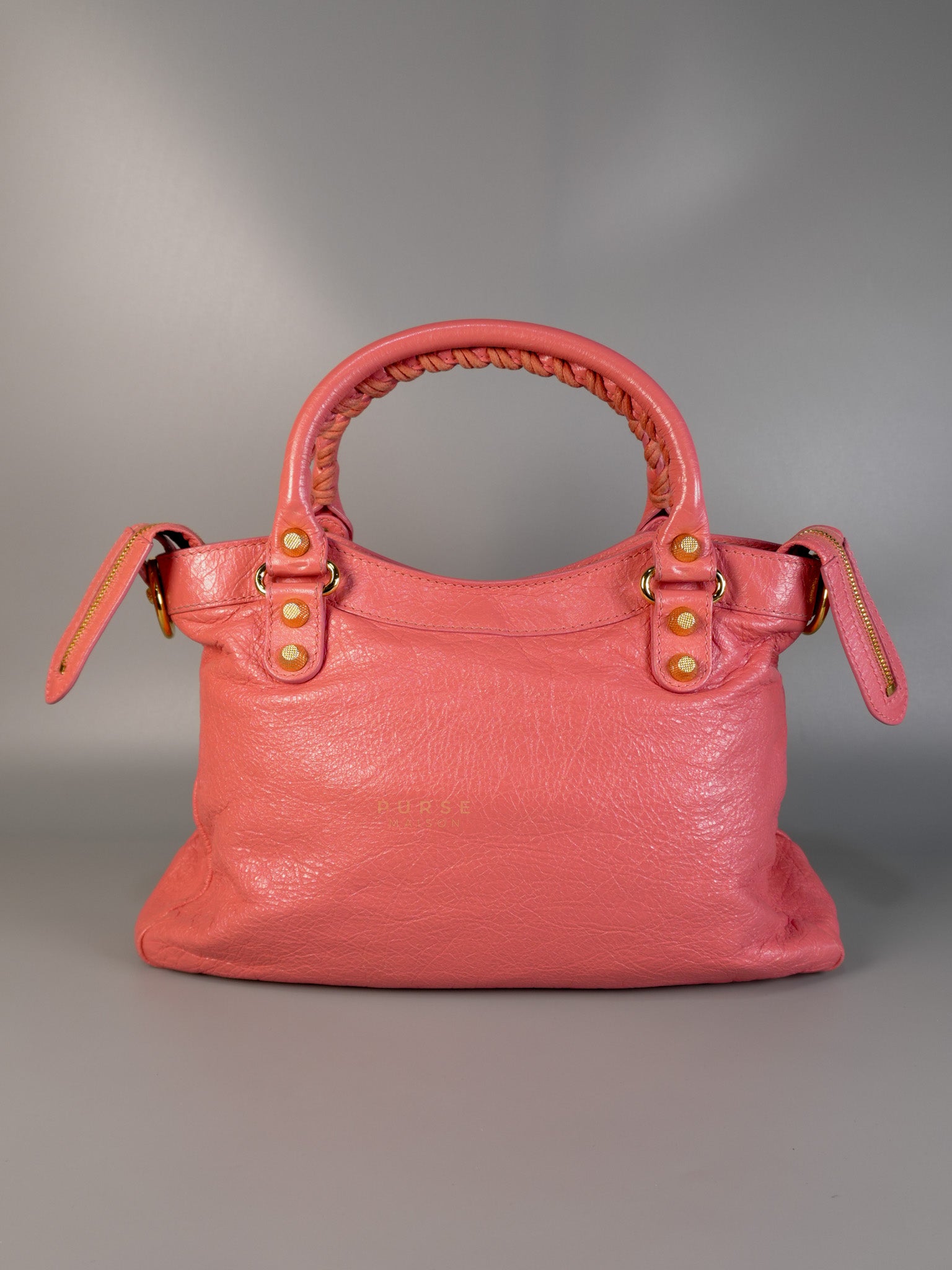 City Bag in Rose Hortensia Lambskin Leather Gold Hardware | Purse Maison Luxury Bags Shop