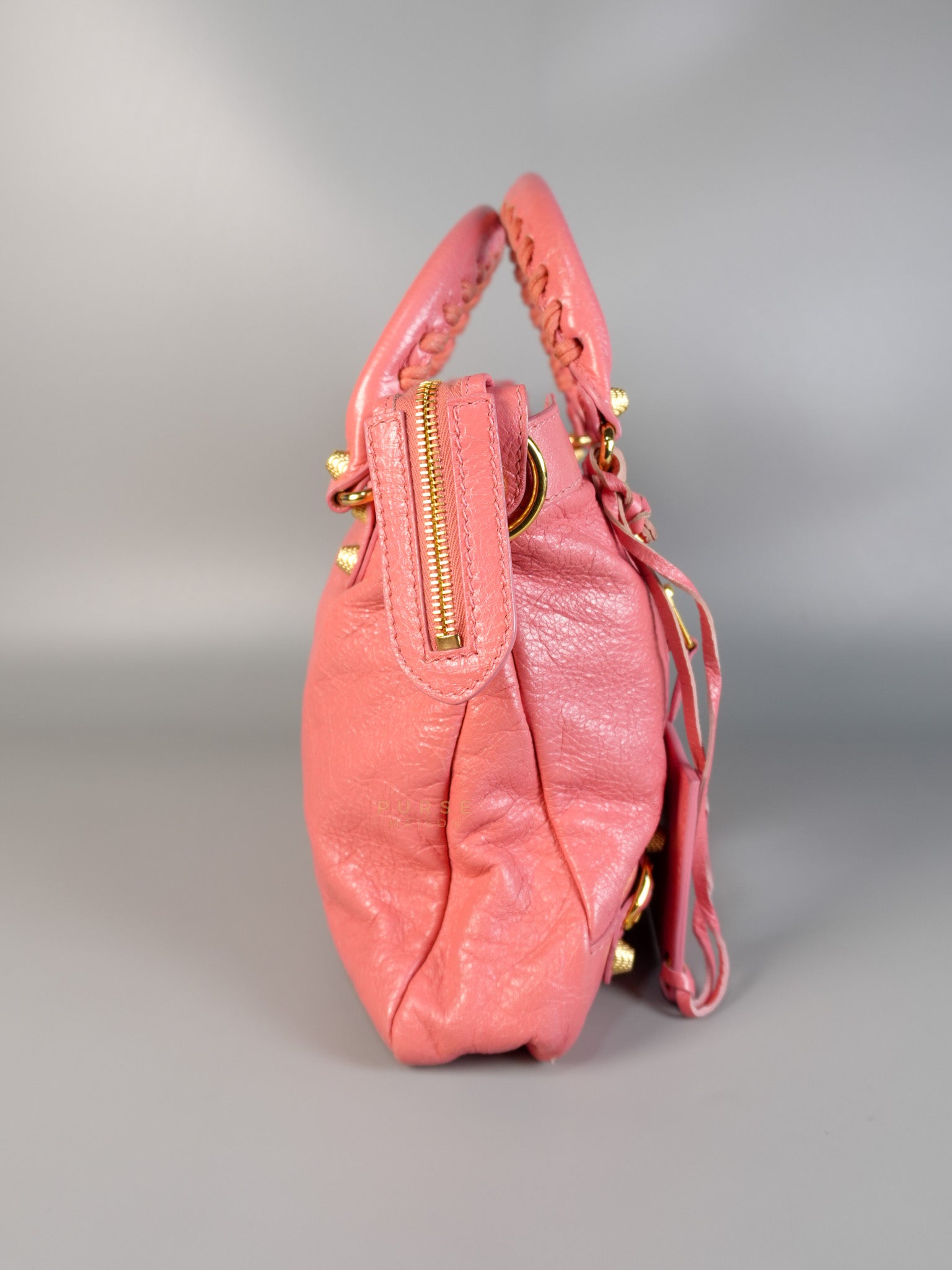 City Bag in Rose Hortensia Lambskin Leather Gold Hardware | Purse Maison Luxury Bags Shop
