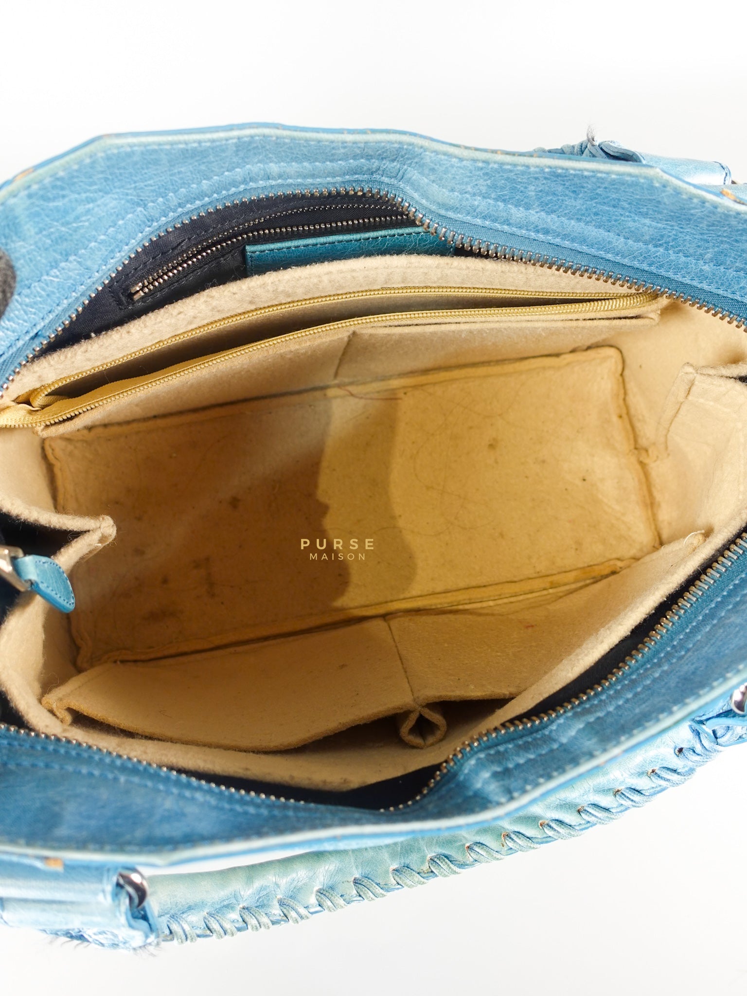 City Metallic Edge Light Blue (Medium) | Purse Maison Luxury Bags Shop