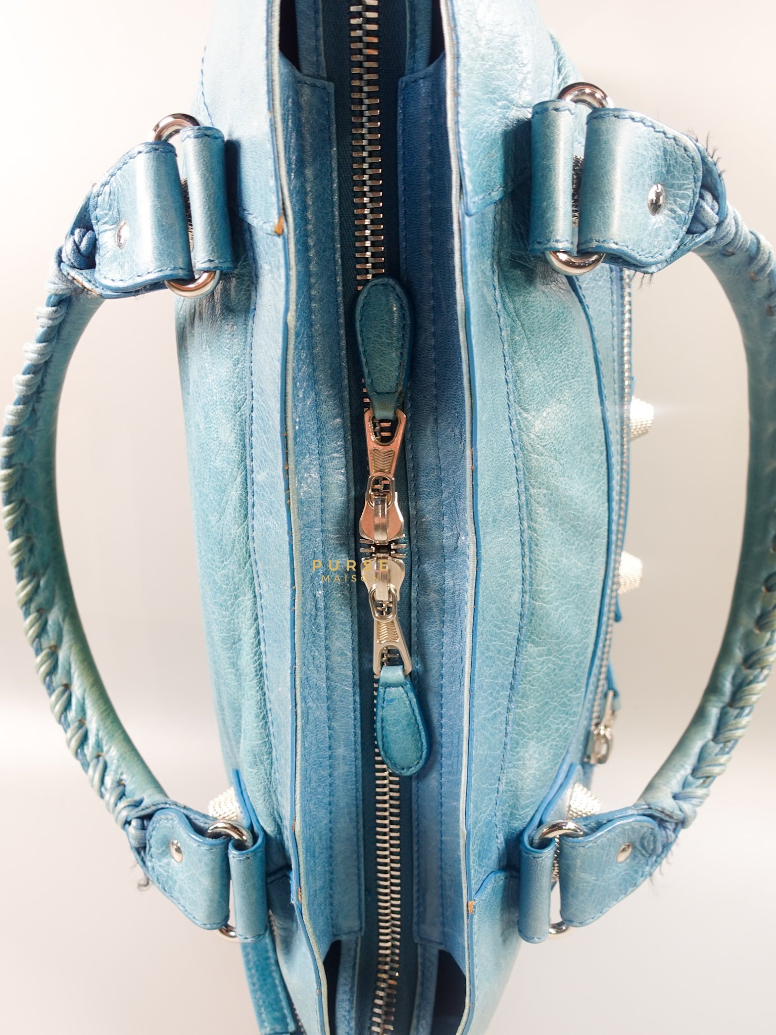 City Metallic Edge Light Blue (Medium) | Purse Maison Luxury Bags Shop