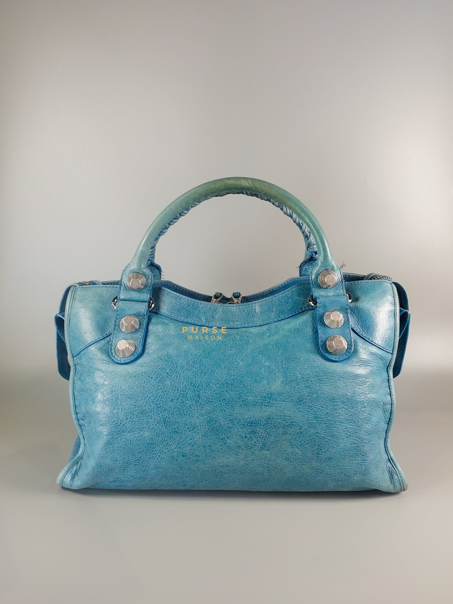 City Metallic Edge Light Blue (Medium) | Purse Maison Luxury Bags Shop